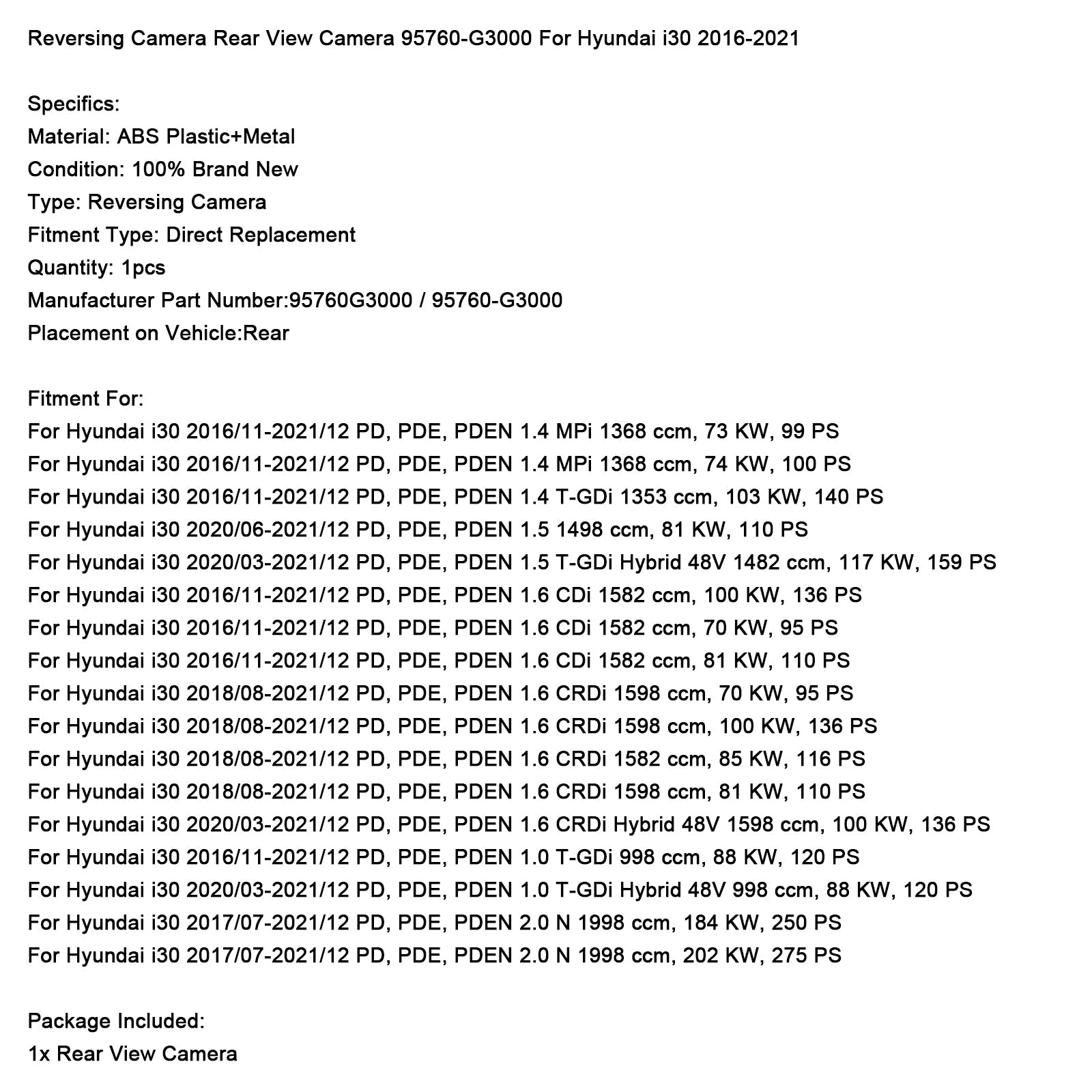 Oververska kamera 95760-G3000 za Hyundai I30 2016-2021