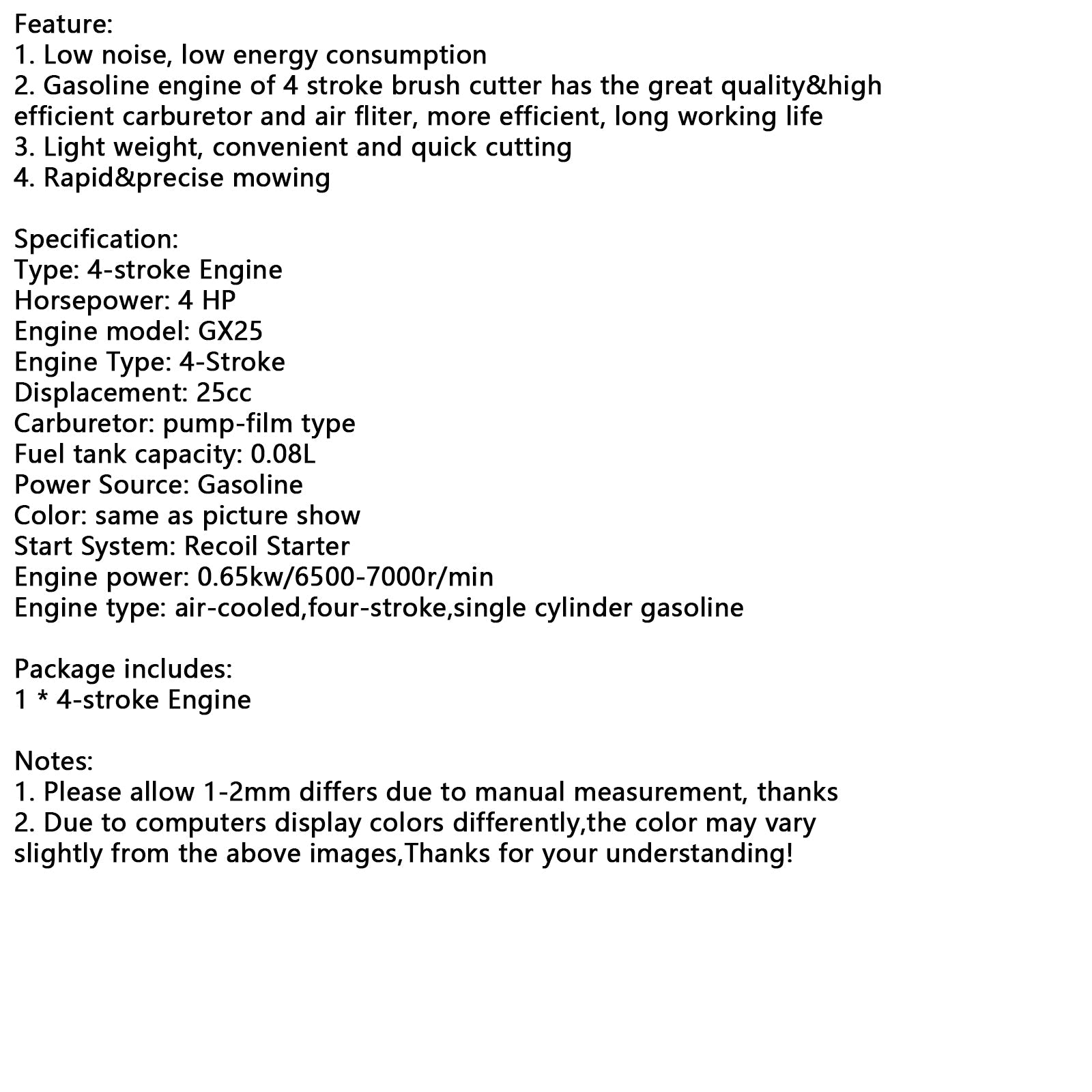 BrushCutter Silnik Inżynier 25 cm3 4-suwokrotny krojenie trawy kompatybilny z Honda GX25