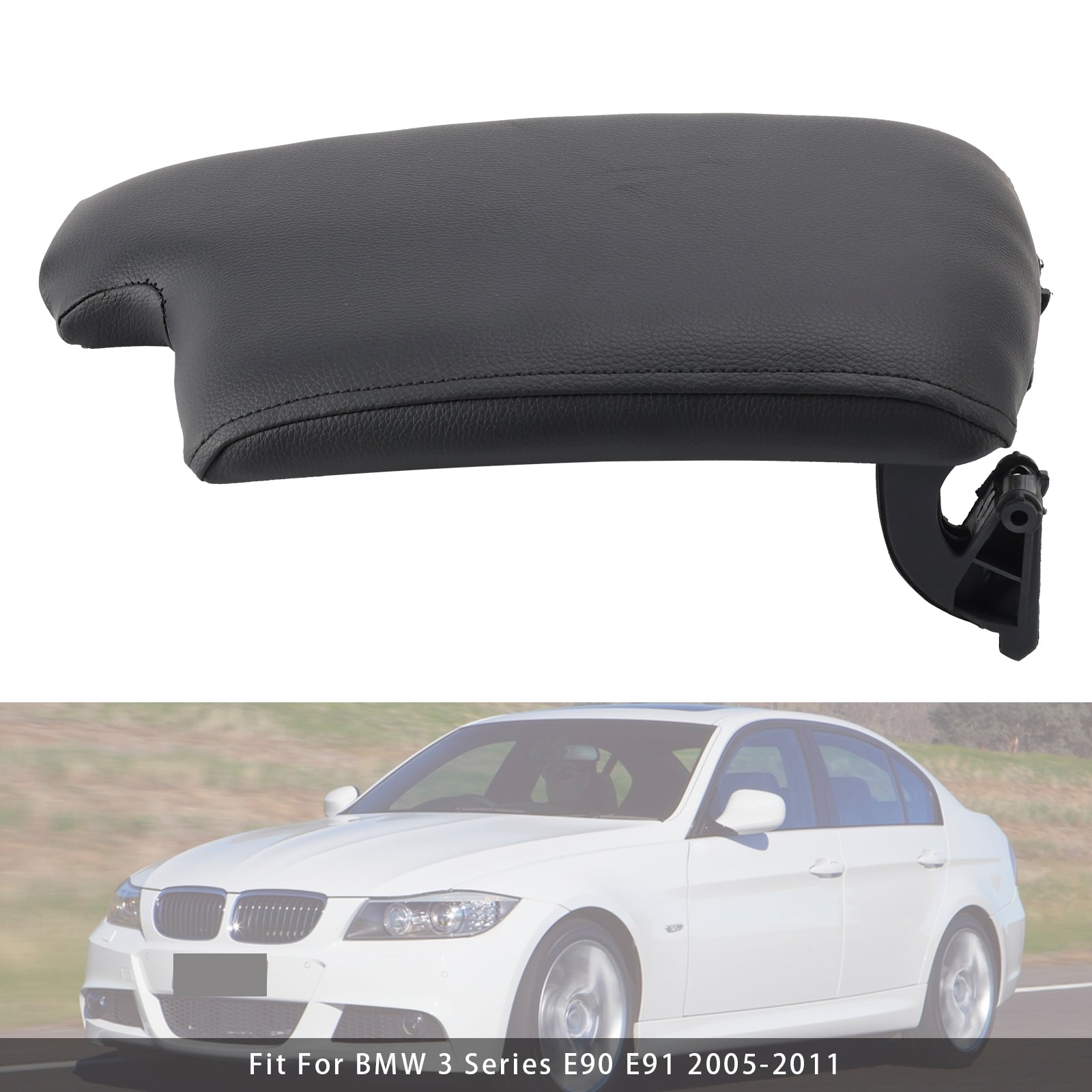 Cubierta de consola de la consola Powerbag de cuero negro para BMW E90 E91 E92 E93 51169134486