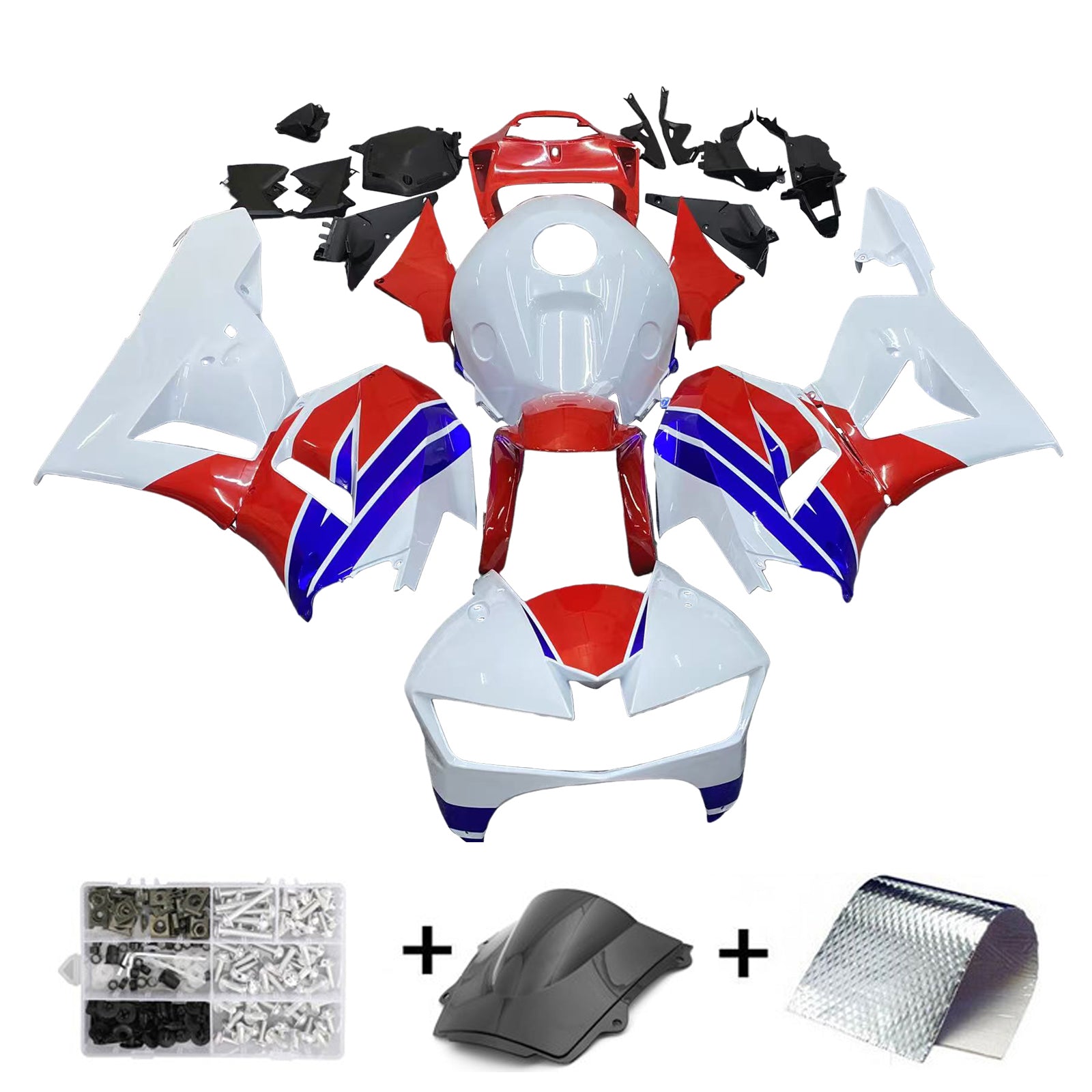 Kit de carénage en plastique ABS pour Honda CBR600RR 2013-2020 White Blue