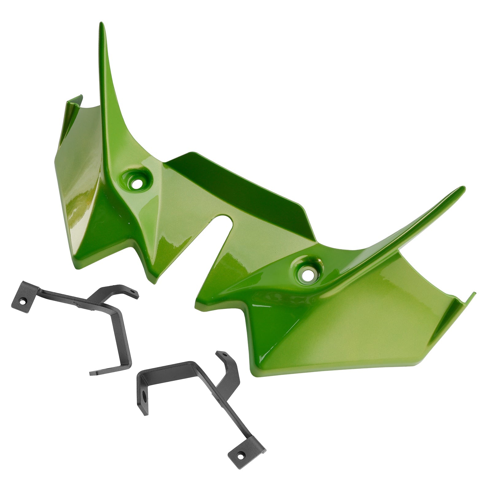 Kawasaki Z650 2021-2024, vaaleanvihreä, etupoilerin reilun jatke Kawasaki Z650