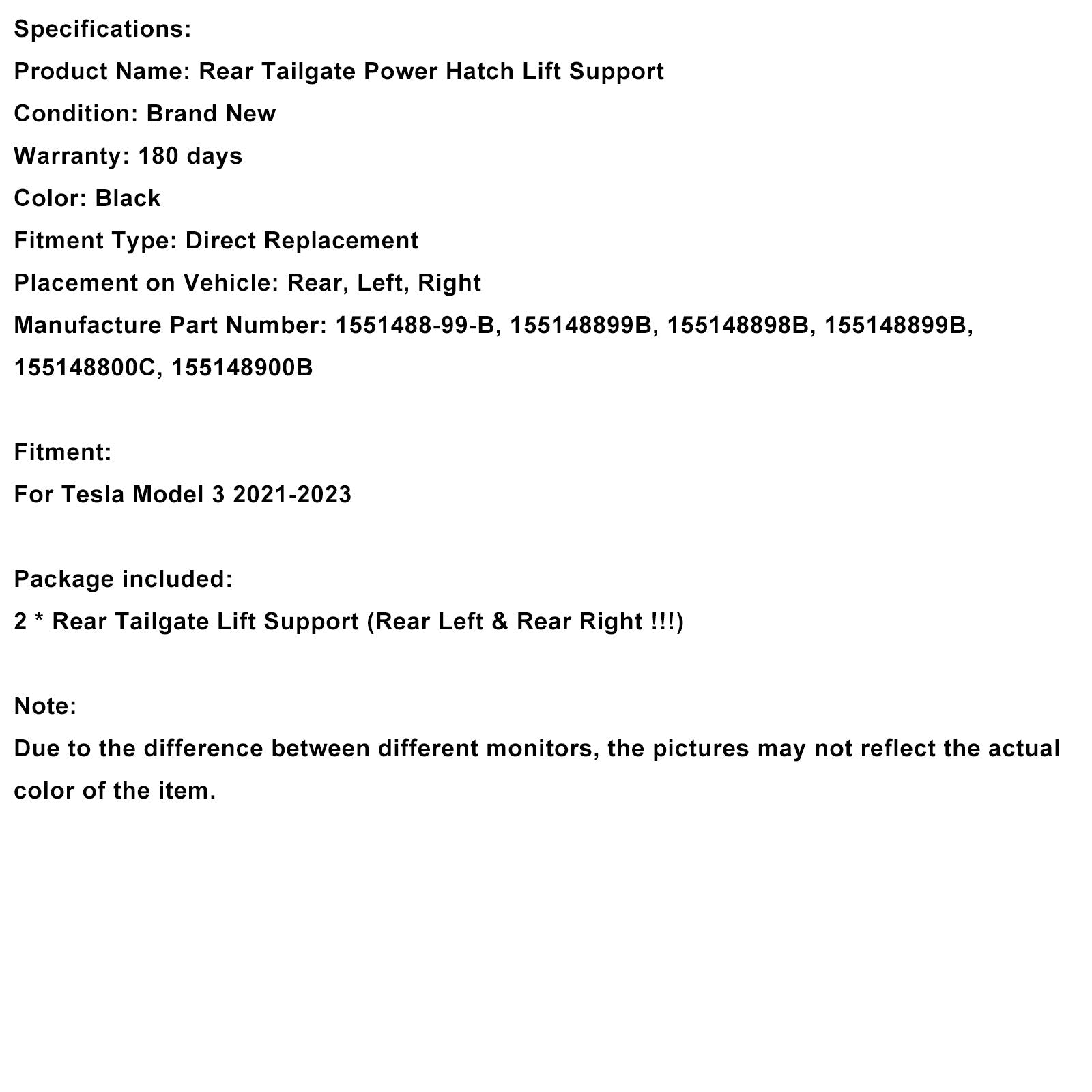 Elektryczne siłowniki klapy bagażnika Struthz (2 sztuki) do Tesli Model 3 (2021-2023)
