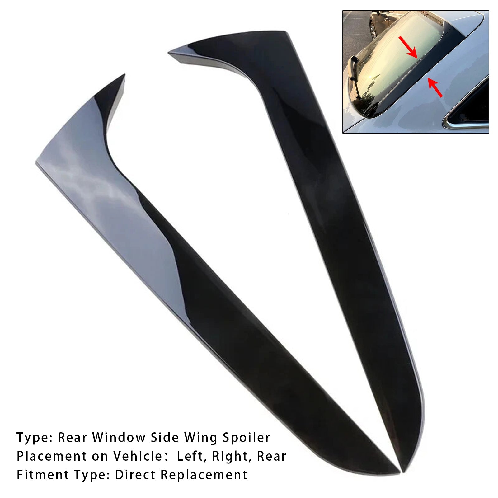 Par de alerones laterales de ventana trasera negro brillante para Audi A4 B8 Avant 2009-2016