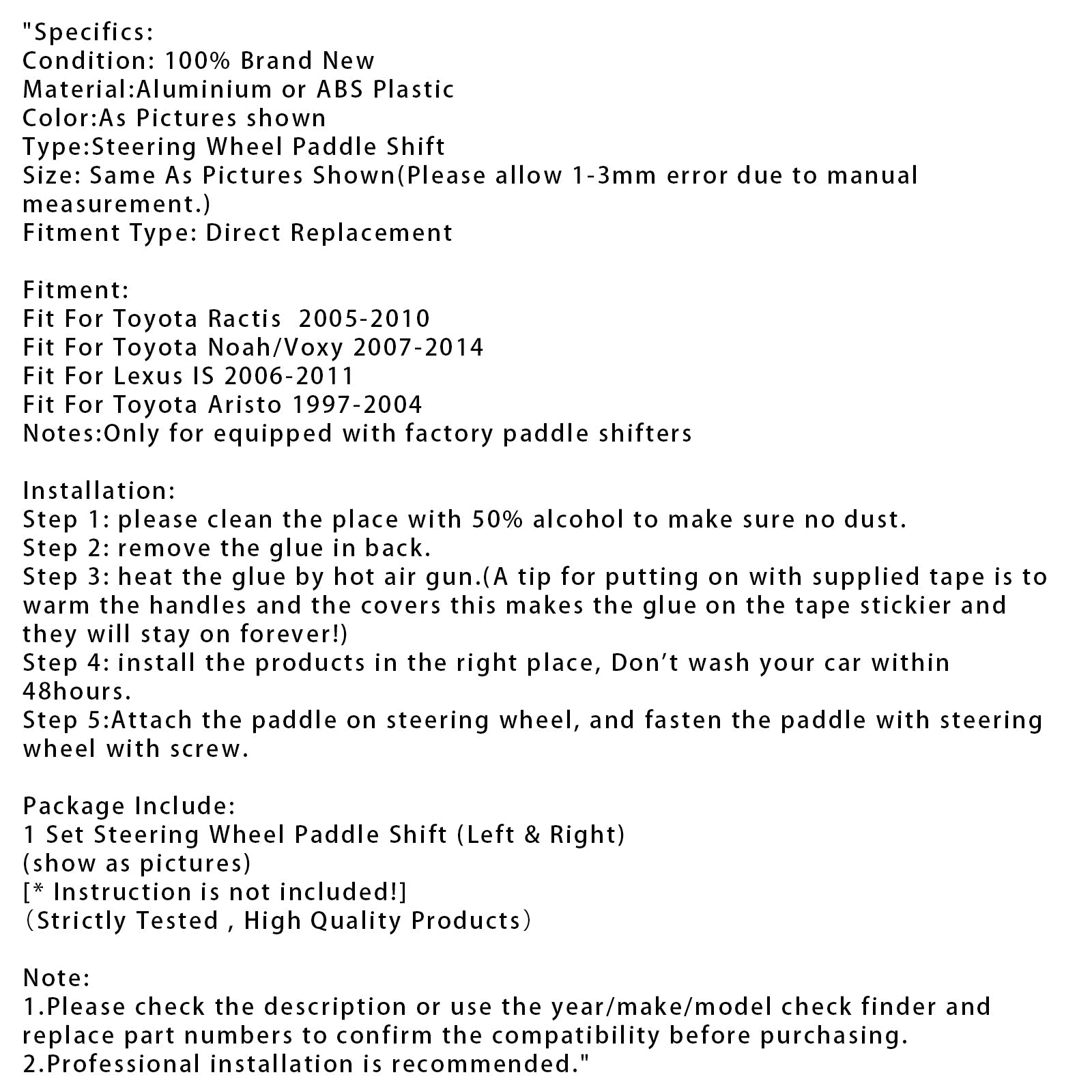 Extension of Speed Cambia pallet al volante per Toyota racisus