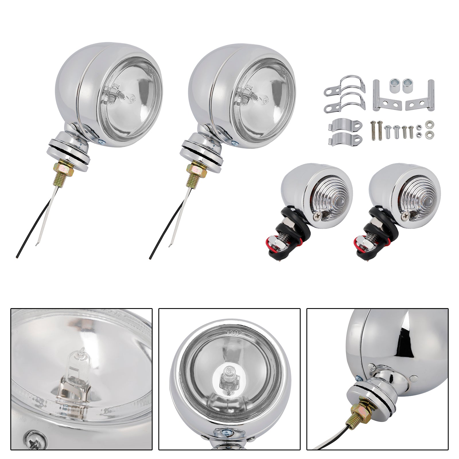 Gepersonaliseerd verchroomd chroom mistlicht, compatibel met racer-, bobber- en chopper -modellen, N ° D19