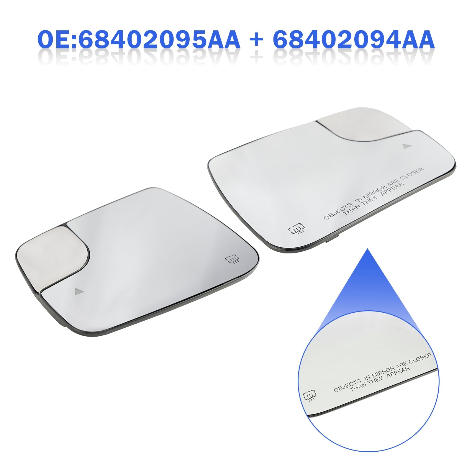 Dodge Ram 1500 2500 2019-2022 2 × Punto cieco + Specchietto esterno riscaldato