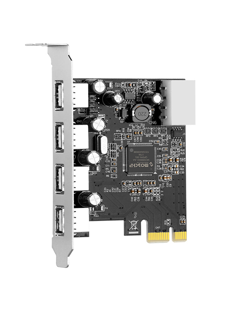 Carte d'extension HUB 2.0 PCIE vers USB 2.0, adaptateur Moschip, alimentation 4 broches