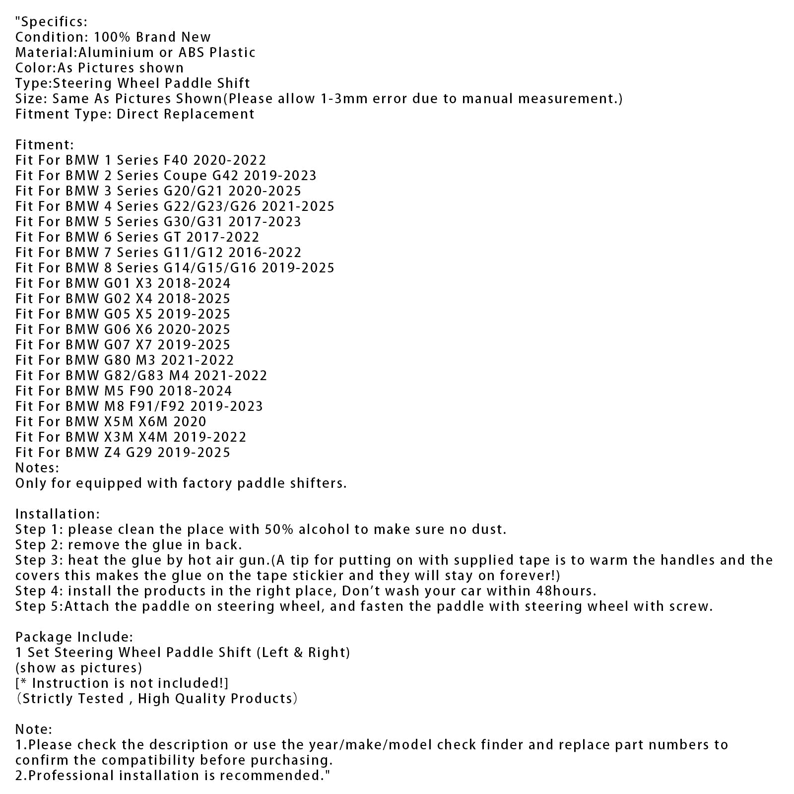 Speed pallets achter het wiel voor BMW G20 G21 G30 G31 F40 F22