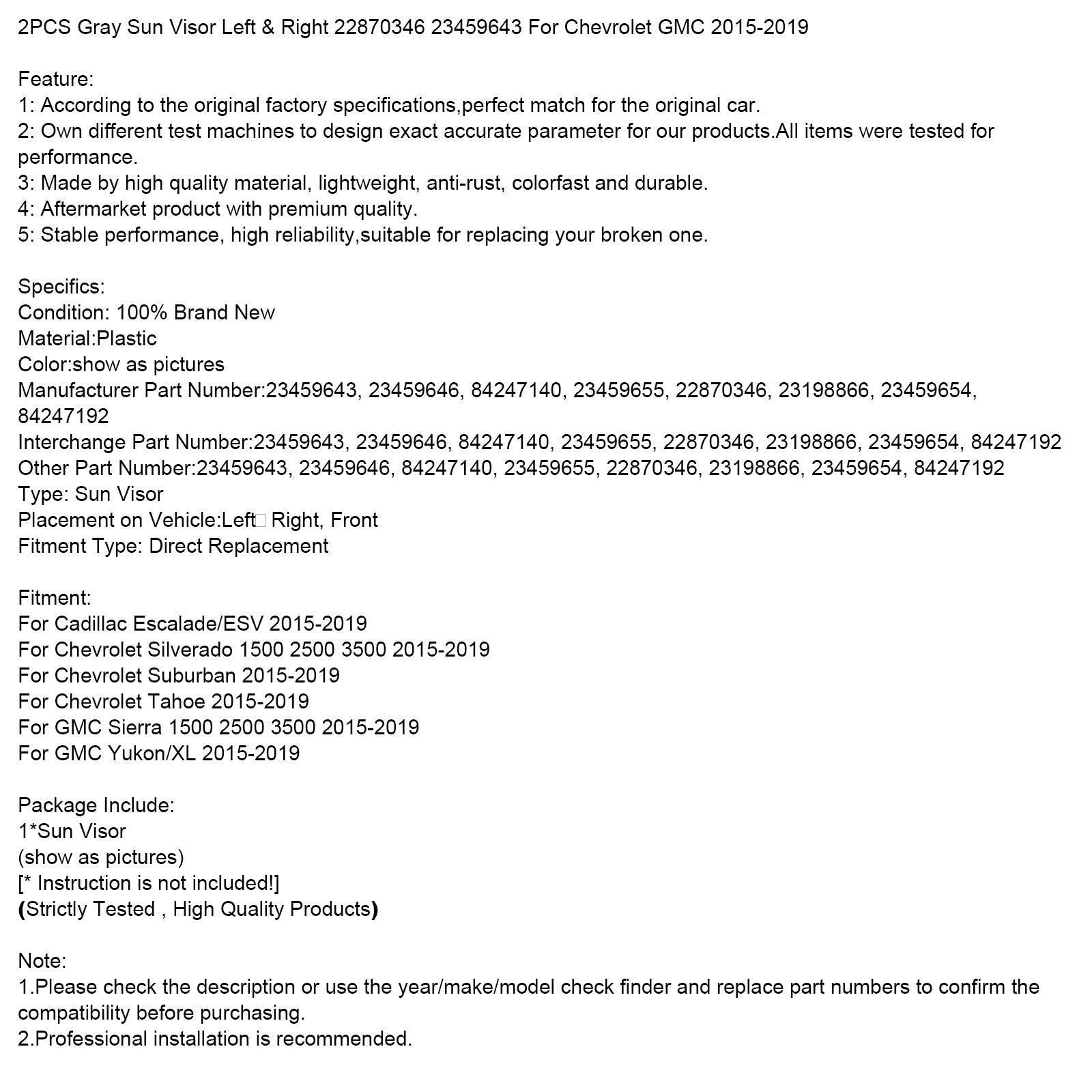 Levi in desni sivi sončni vizir (2 sobi) 22870346 23459643 za Nissan Altima 2013-2018