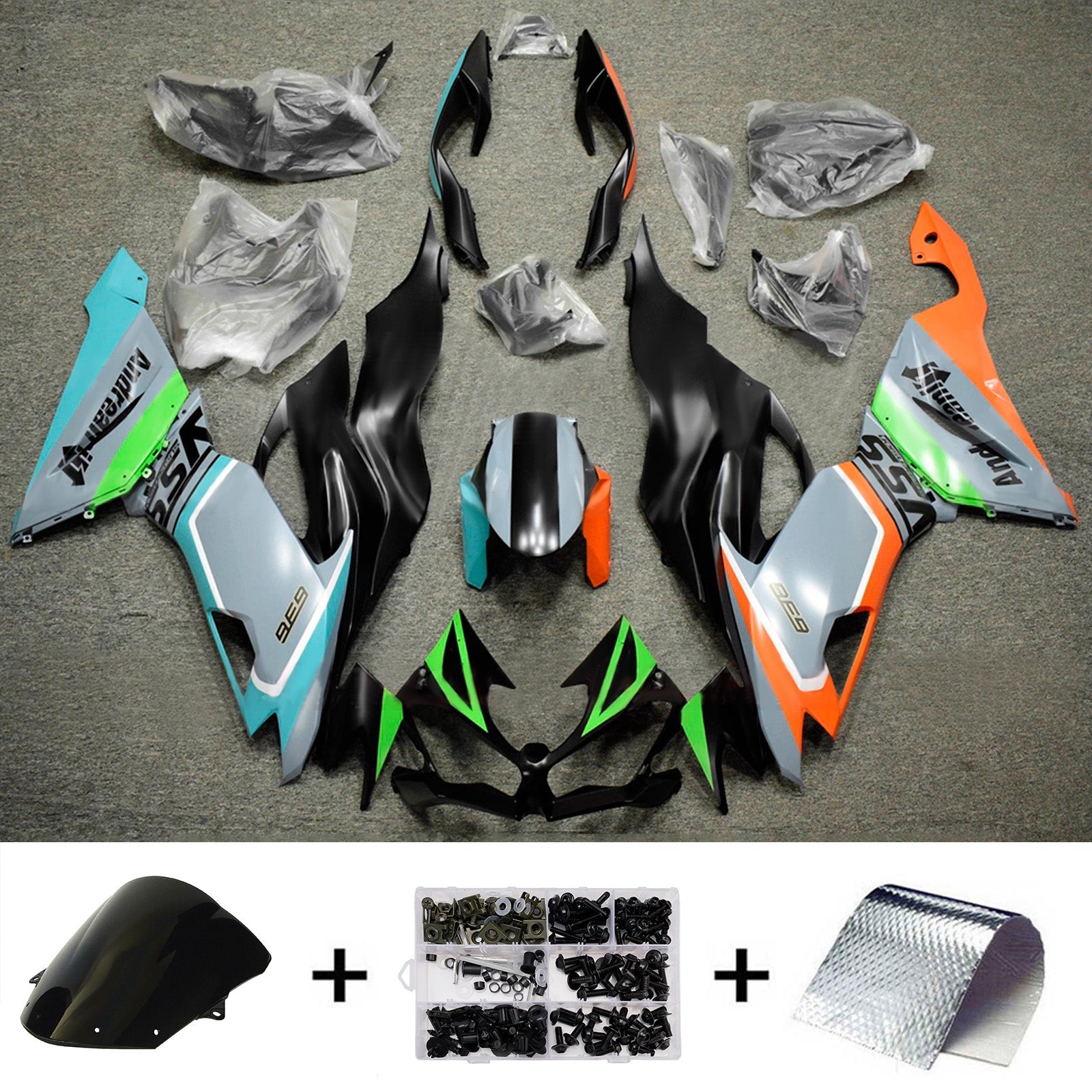 Kit de carénage injecté en plastique ABS compatible avec Kawasaki ZX6R 2019-2023
