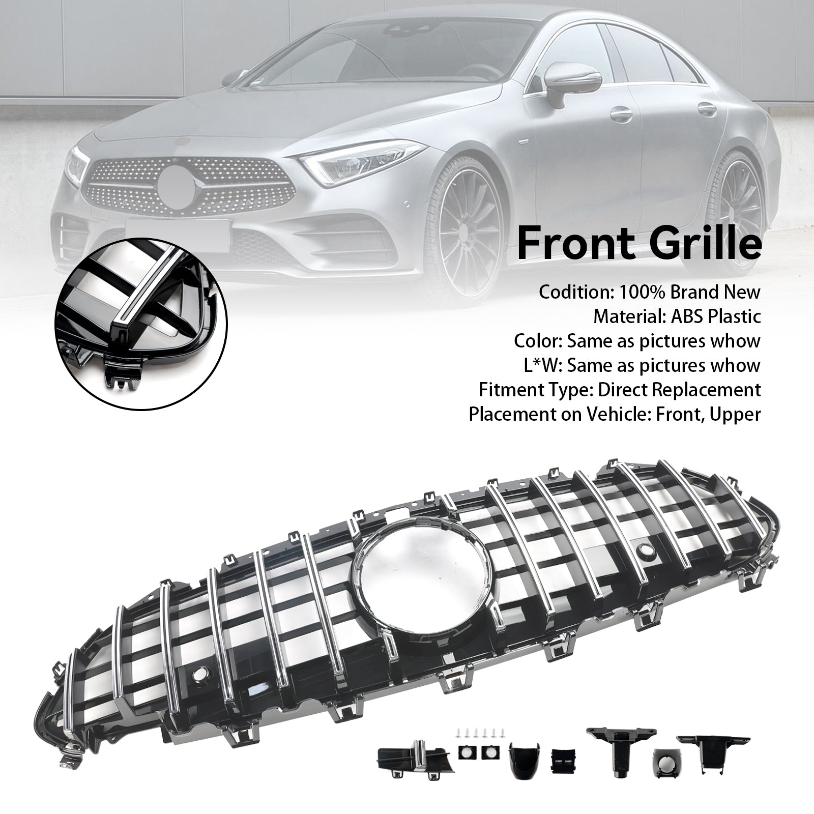 Grille de pare-chocs avant chromée pour Mercedes CLS C257 W257 Coupé 2018-2024