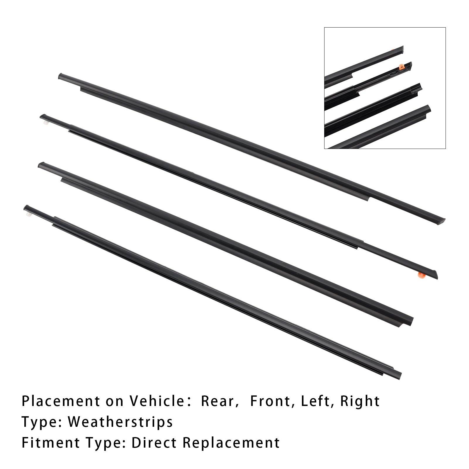 Buitenafdichtingsstrook voor glazen deurgordel, Toyota Prius 2004-2009, 4 kamers