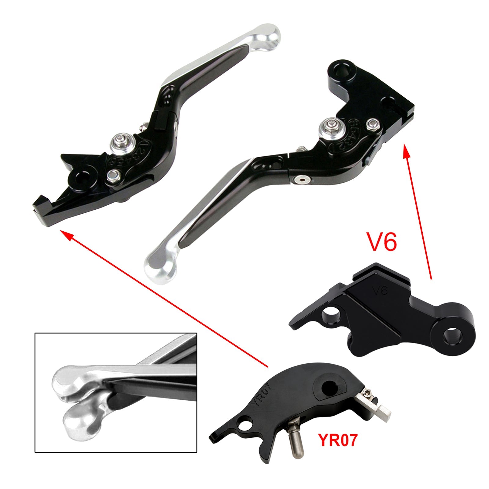 Levier de frein et d'embrayage réglable compatible avec YAMAHA XSR900 XSR900GP MT-09 MT-09SP 24-25
