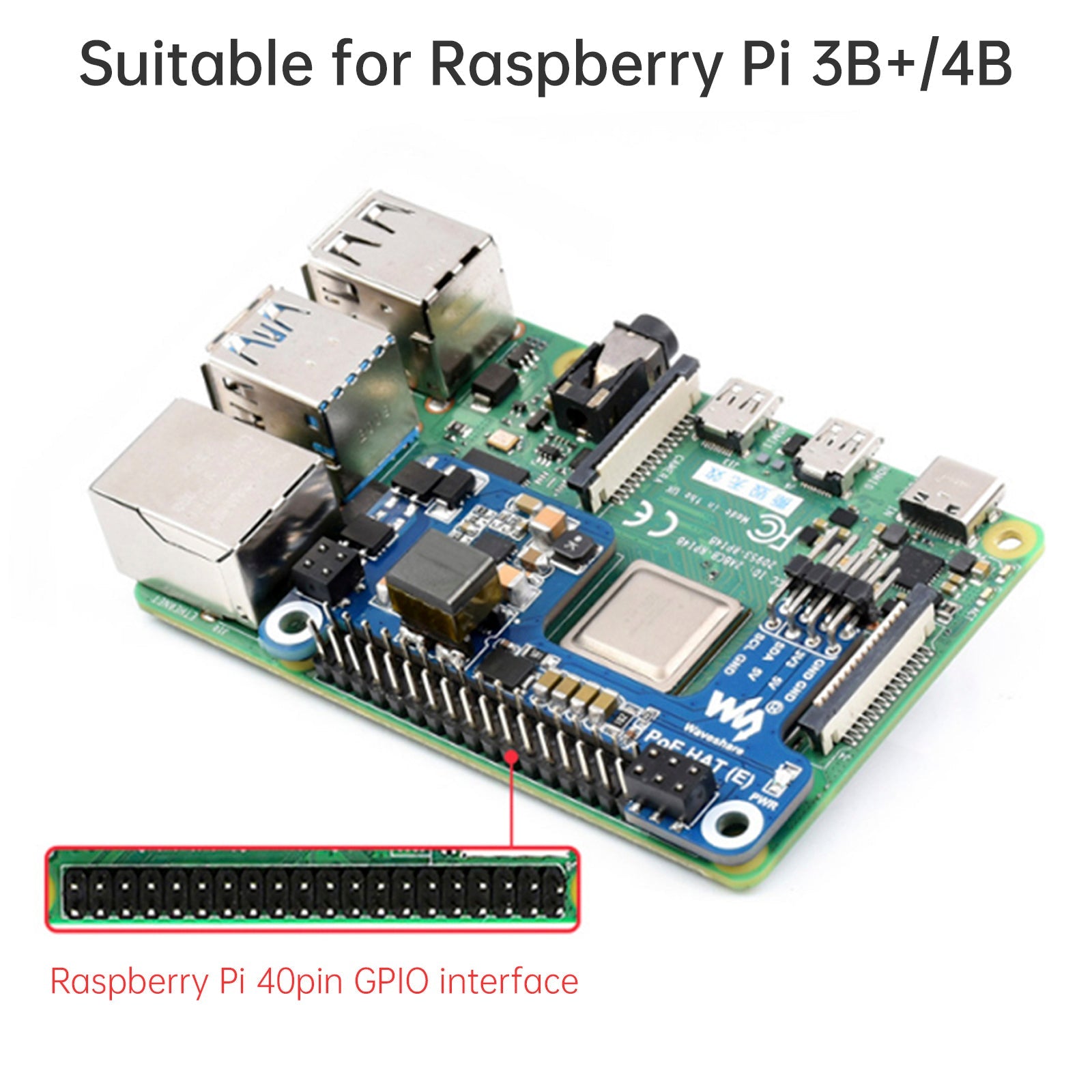 Carte d'extension d'alimentation Ethernet PoE pour Raspberry Pi 4B/3B+