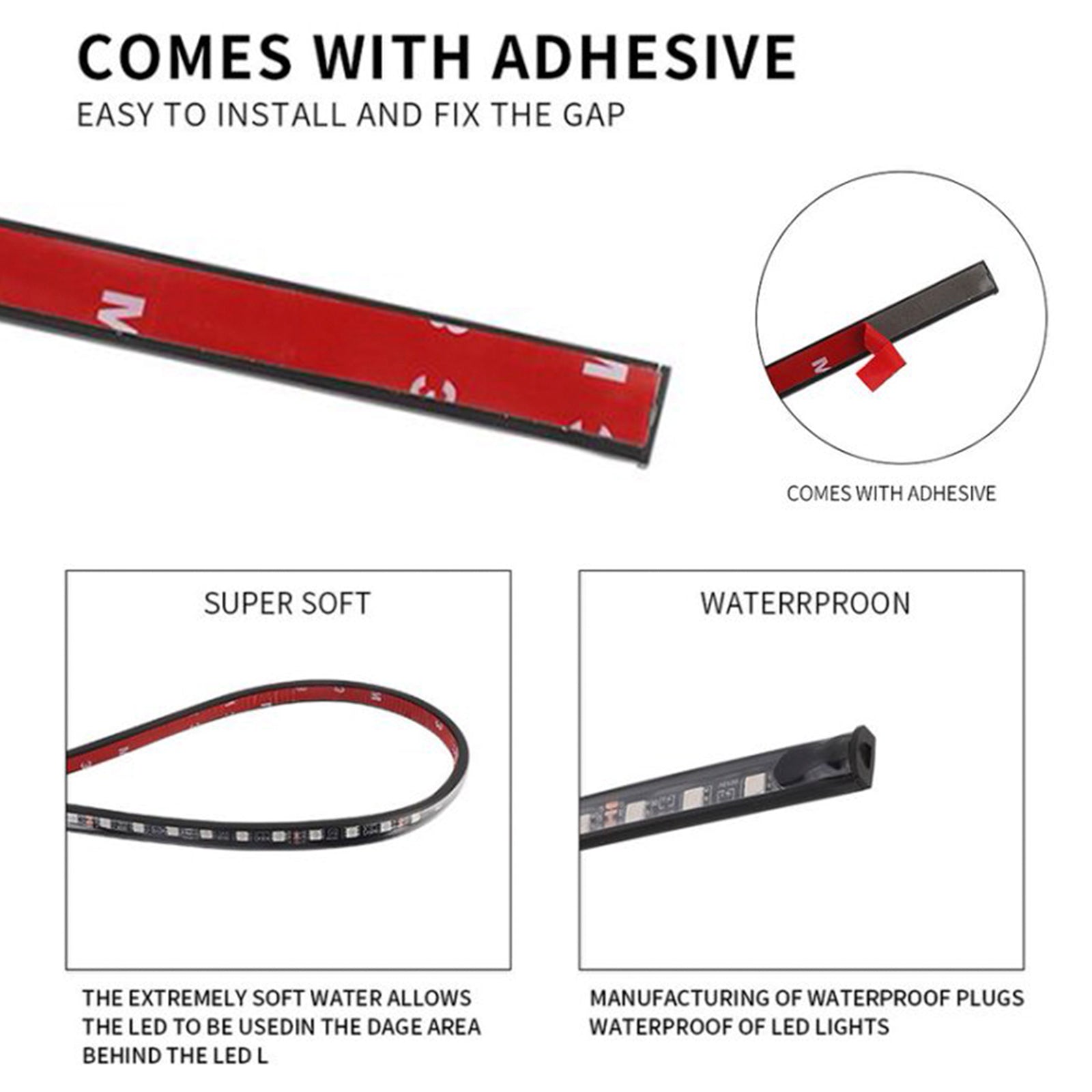 Conjunto de 4 iluminación LED para chasis, con aplicación de fantasía de luz ambiental y control remoto, 60 cm x 2 + 90 cm x 2