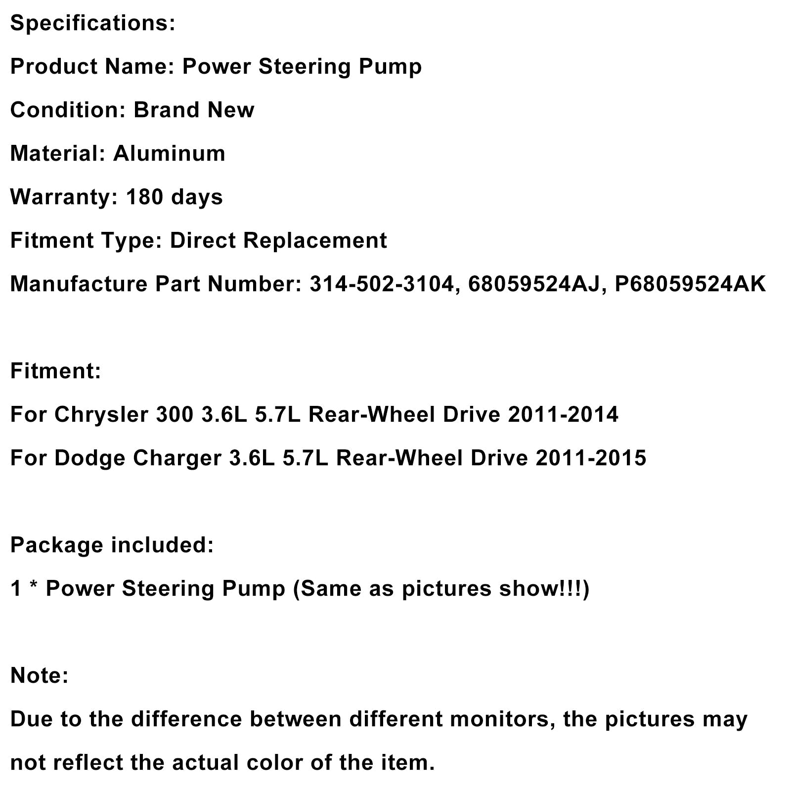 Elektryczny hydrauliczny hydrauliczny hydrauliczny pompa pompa 300 RWD 2011-2015