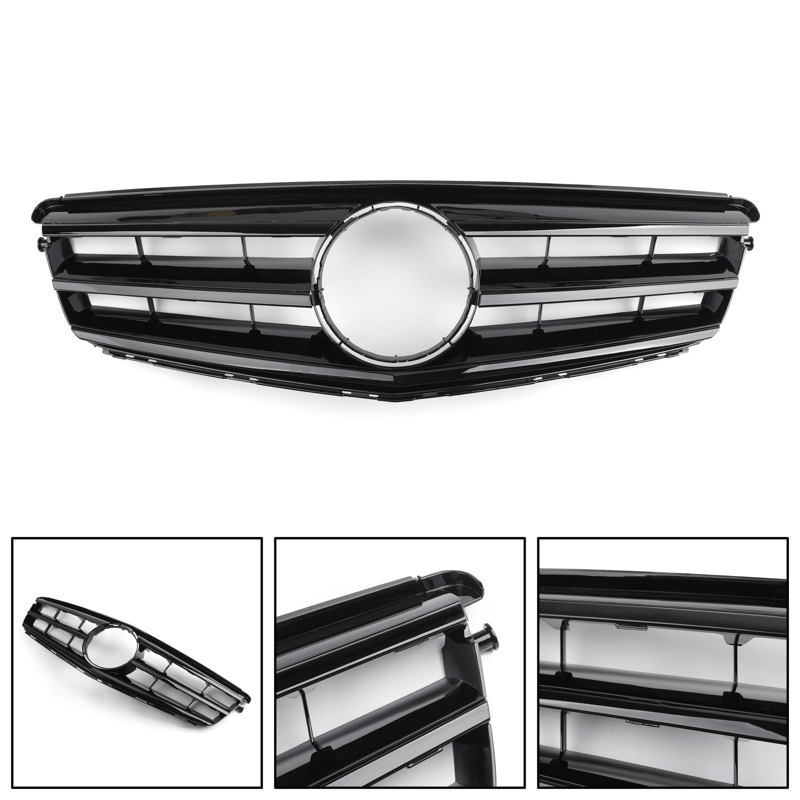 Black Front Grill Grille Pour Mercedes Benz C Class W204 C300 C350 2008-2014