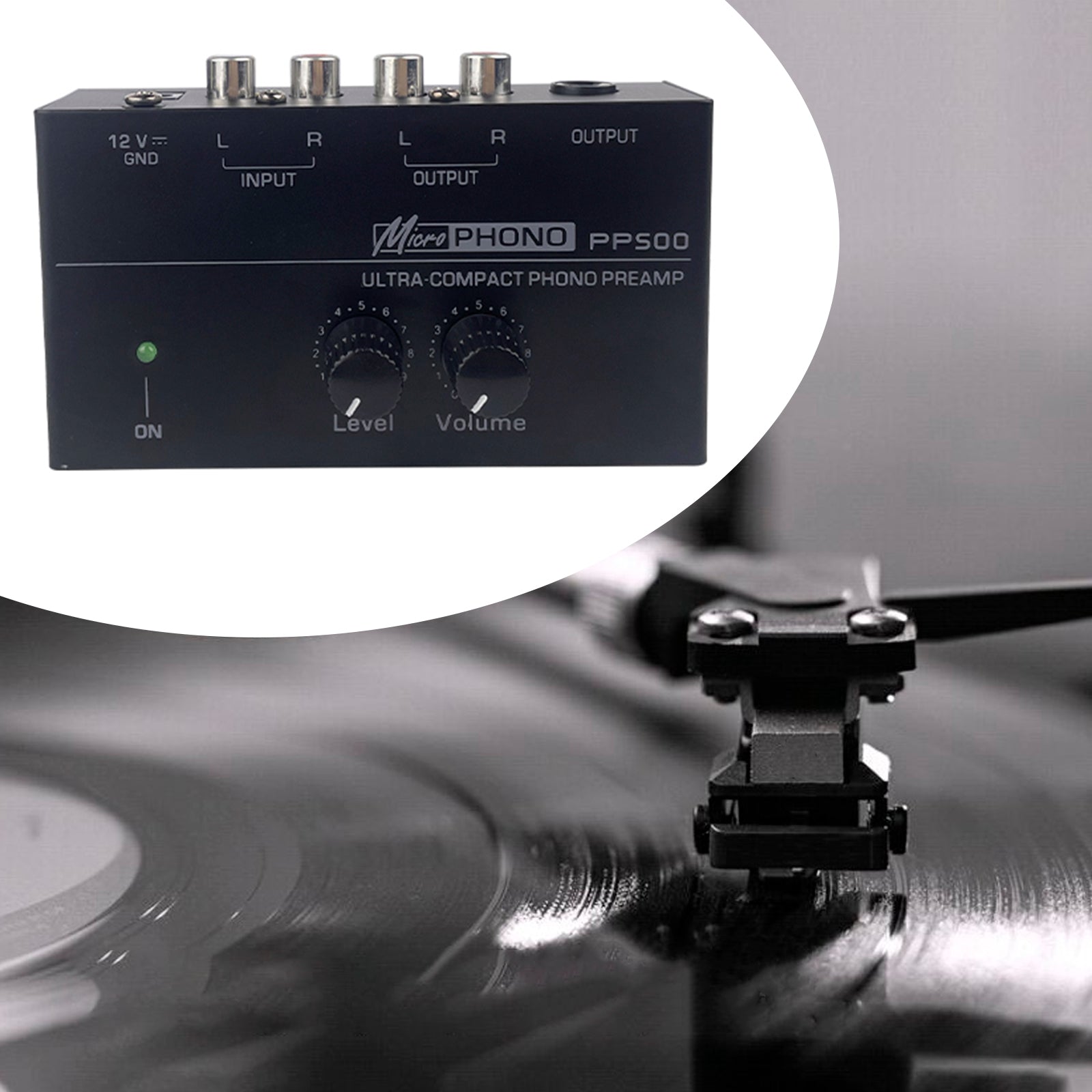 Preamplificador de fono PP500, control de volumen y nivel de 12 V para tocadiscos de vinilo LP
