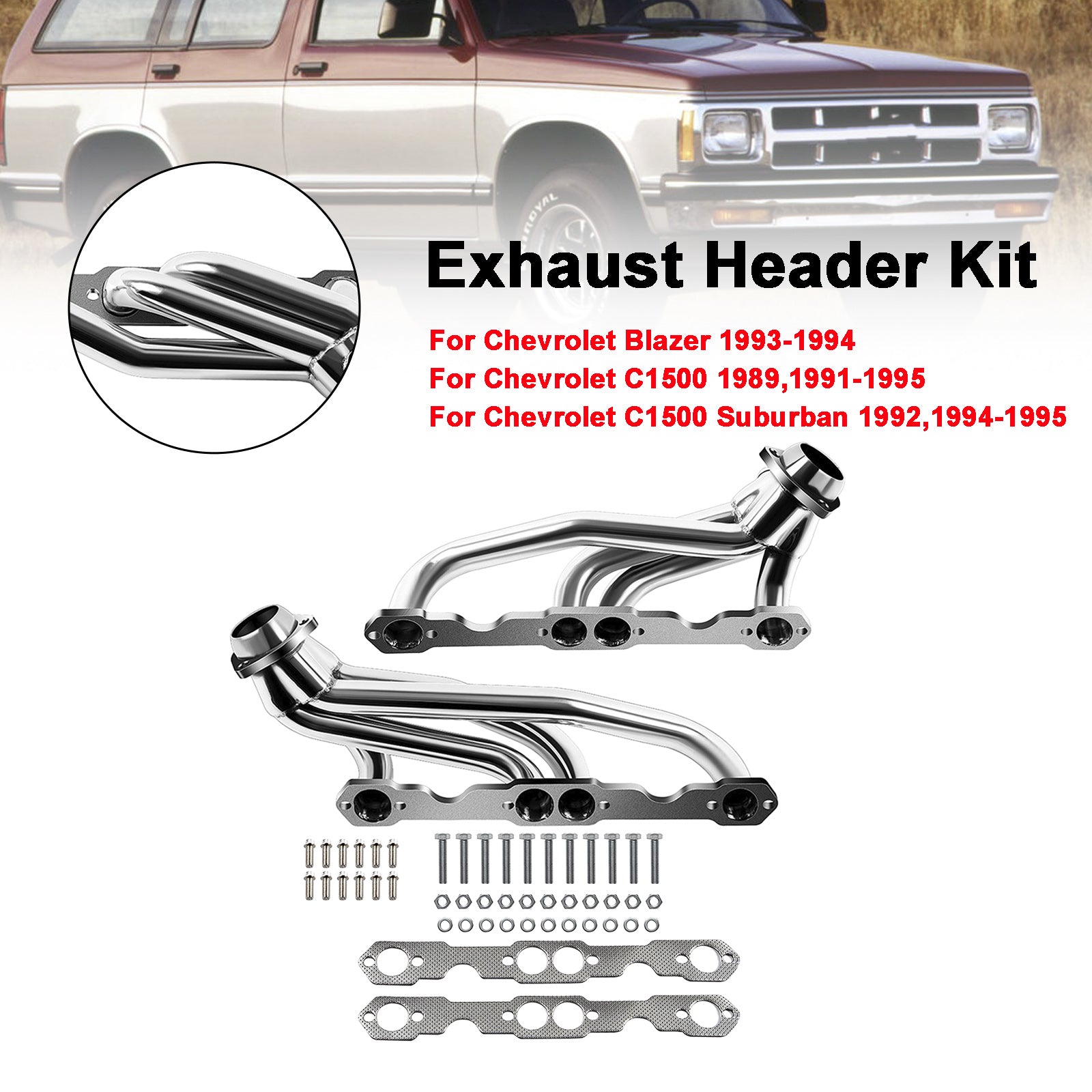 1 kit de colector de escape de acero inoxidable para Chevy Blazer Tahoe y GMC Yukon K1500 C1500