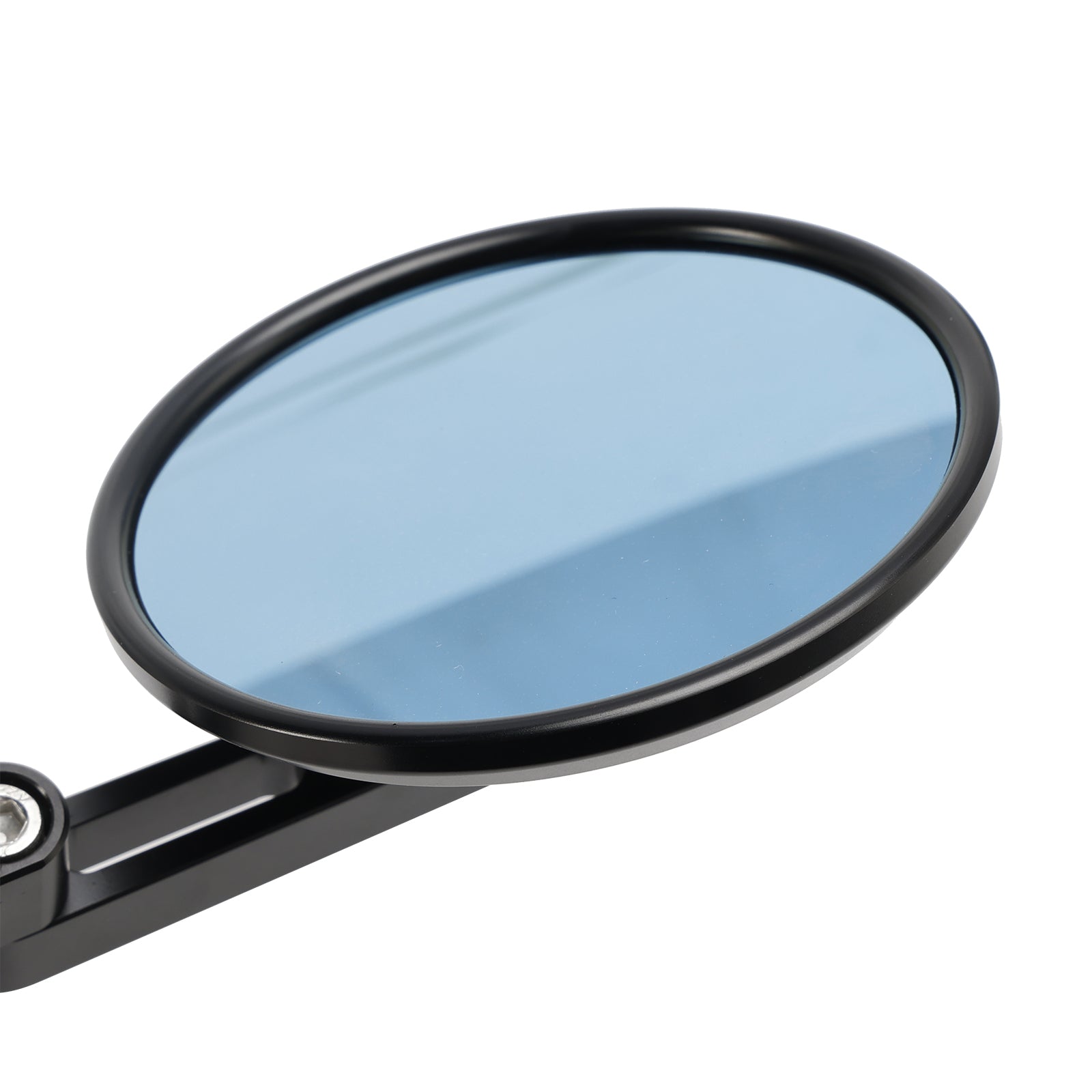 CNC-paar ronde stuureindspiegels zwart 7/8" Blauw glas