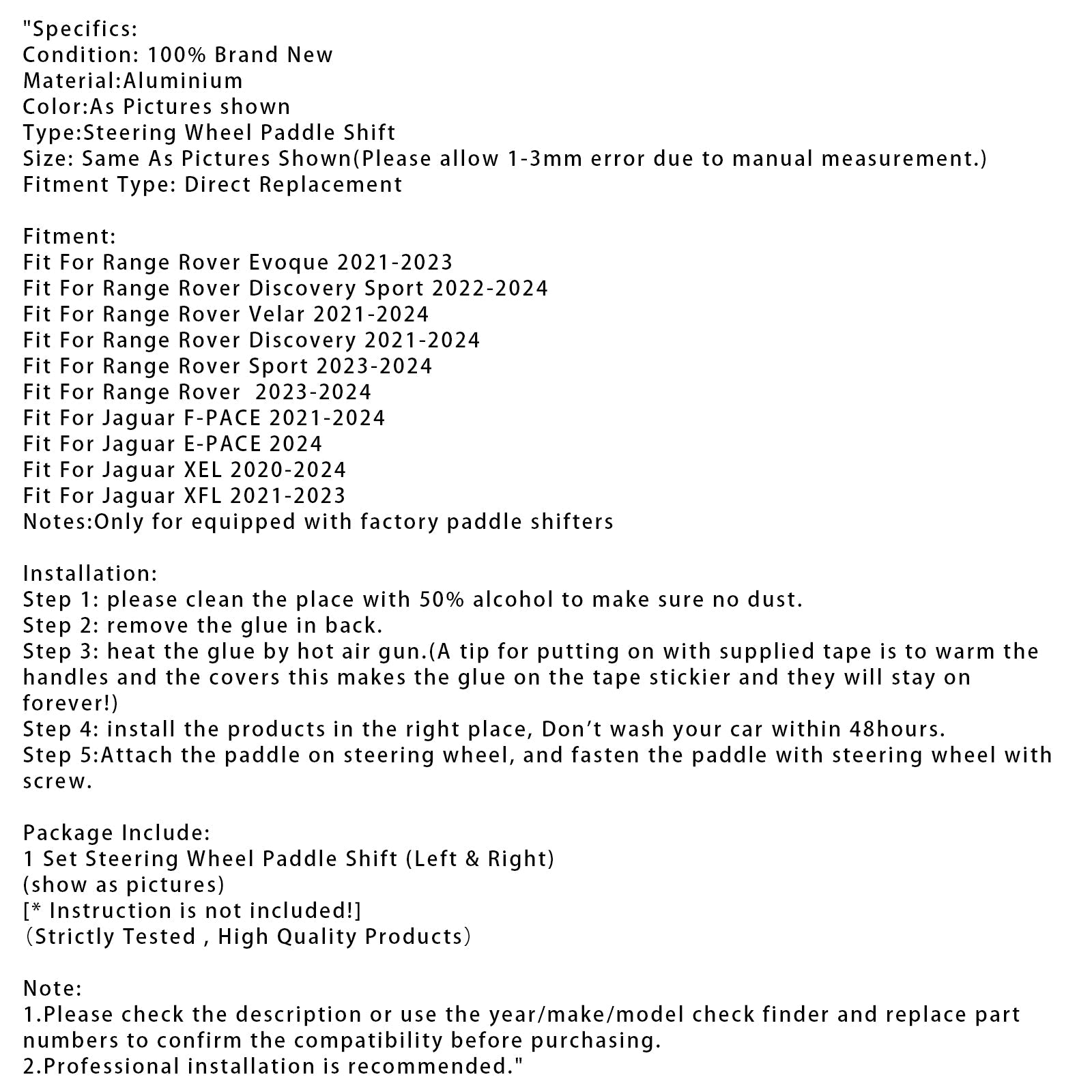 Nopeudenmuutoskuormalaavien laajennus ohjauspyörä, alumiini, Range Rover Jaguarille