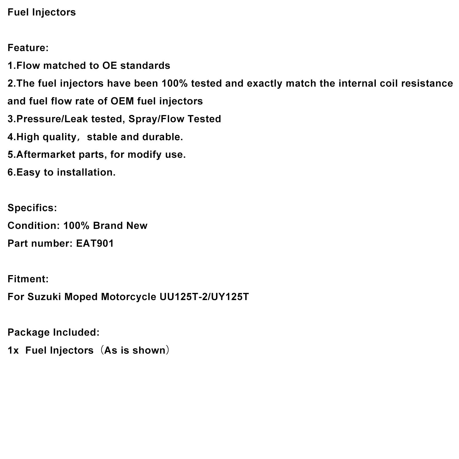 Suzuki UU125T-2/UY125T mopojen kanssa yhteensopivat polttoainesuuttimet