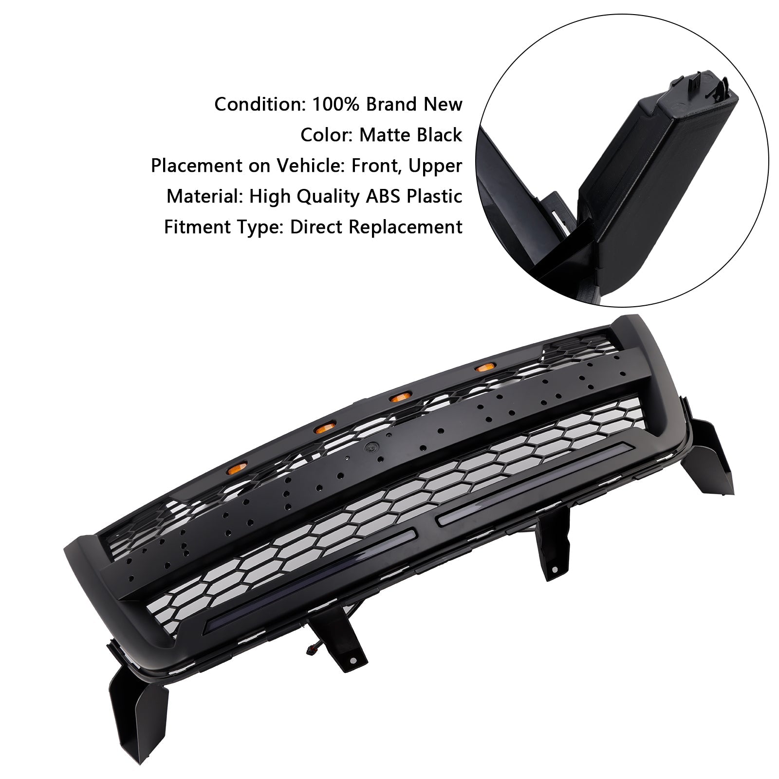 Mat Black Front Bumper Grid voor Chevy Colorado 2016-2020 met LED