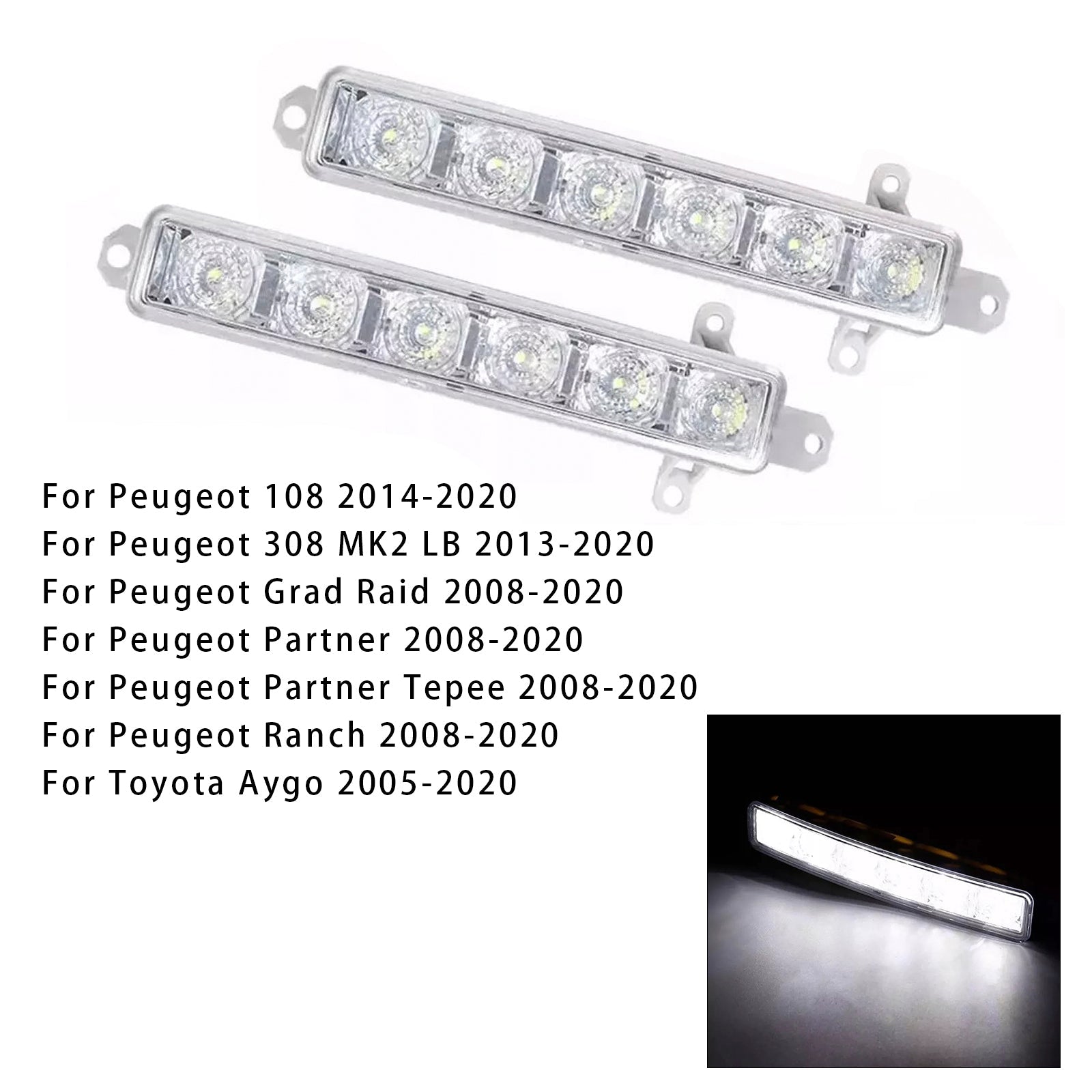 Para diodowych świateł mgły dla Citroën C3 Berlingo Peugeot 9802795580