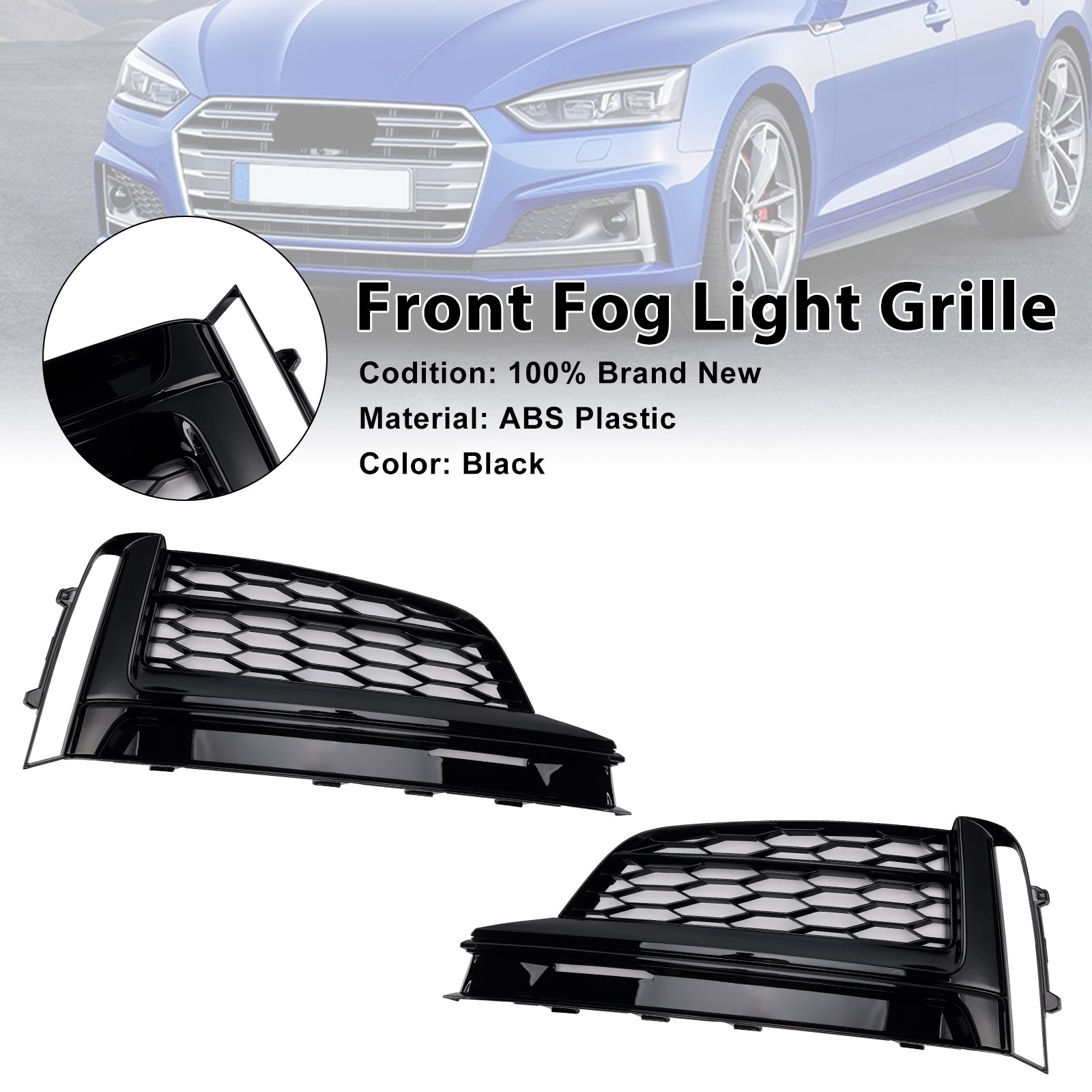 Grille de protection antibrouillard pour pare-chocs avant Audi A5 S-Line S5 2018-2019, 2 pièces