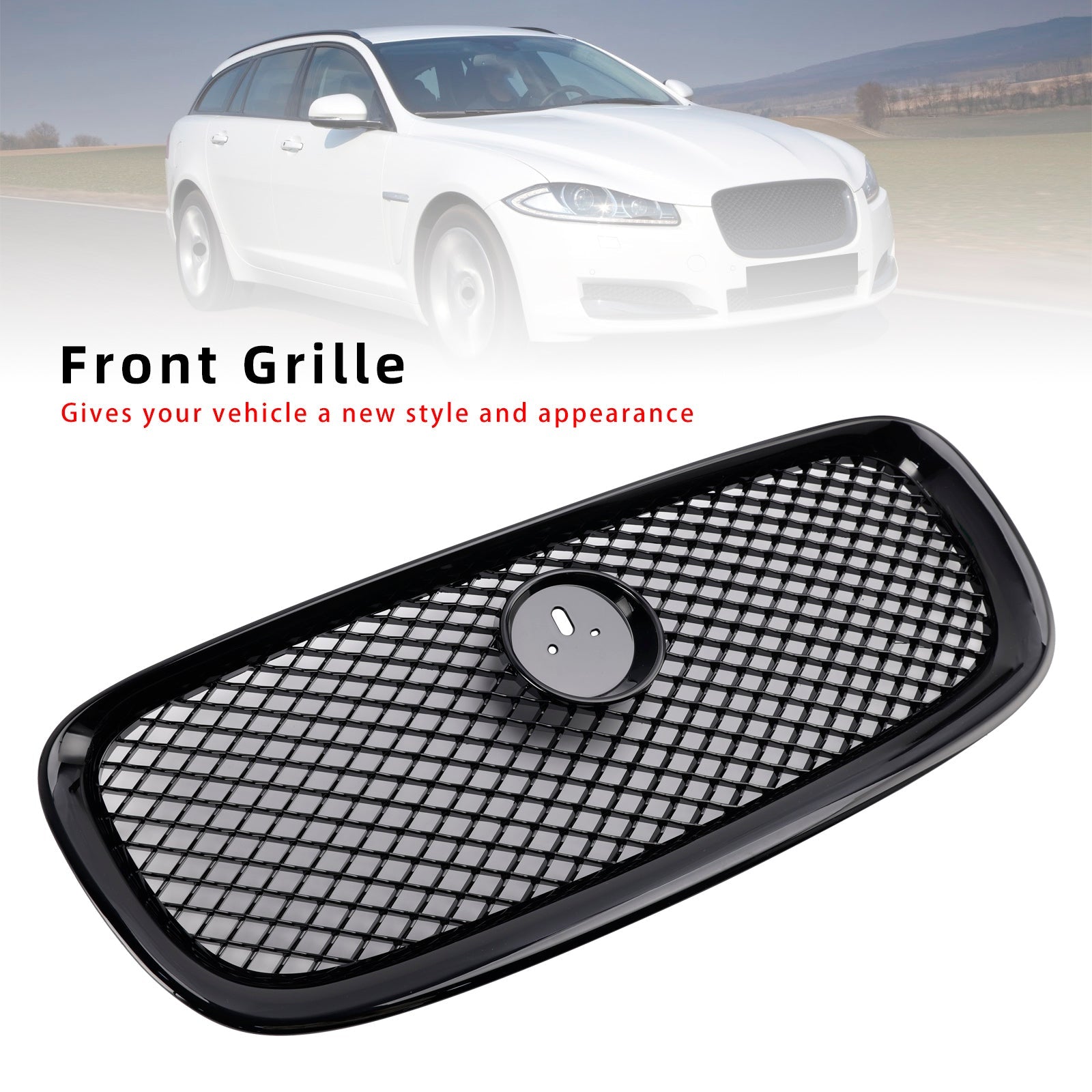Grille de pare-chocs avant style XF-R pour Jaguar XF 2012-2015, noir brillant