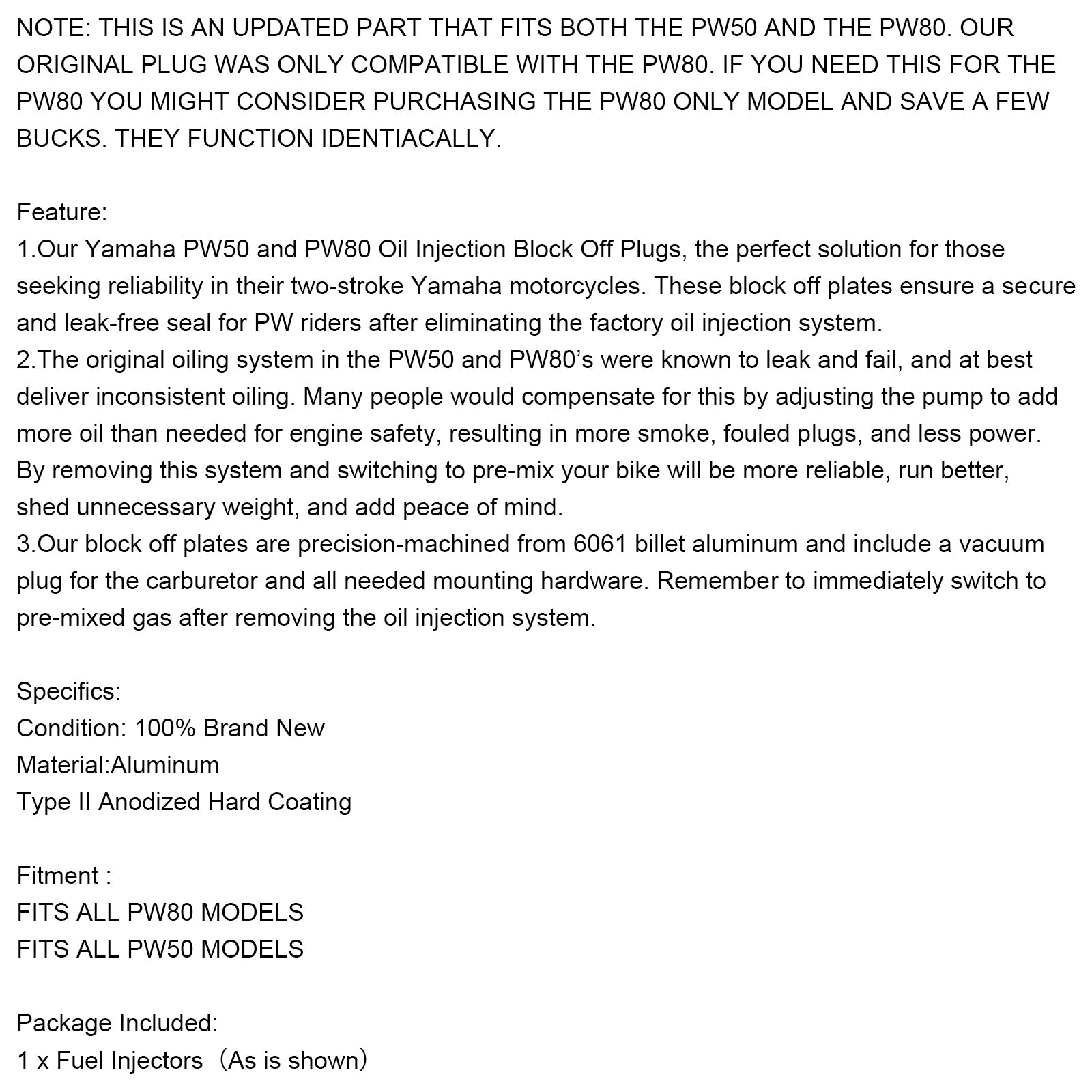 YAMAHA PW50 PW80 WSZYSTKIE MODELE Pompa wtryskowa oleju Usuń czarną blokadę wtyczki