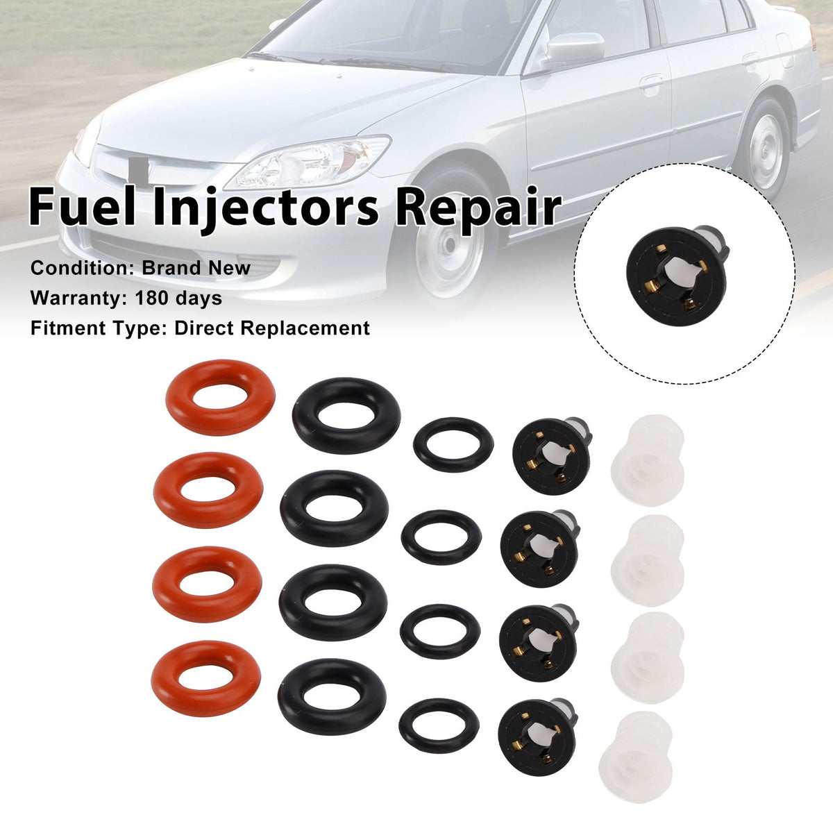 Junta tórica del inyector de combustible 16450-PPA-A01 compatible con Honda Civic 02-05 y CR-V 2002-2004