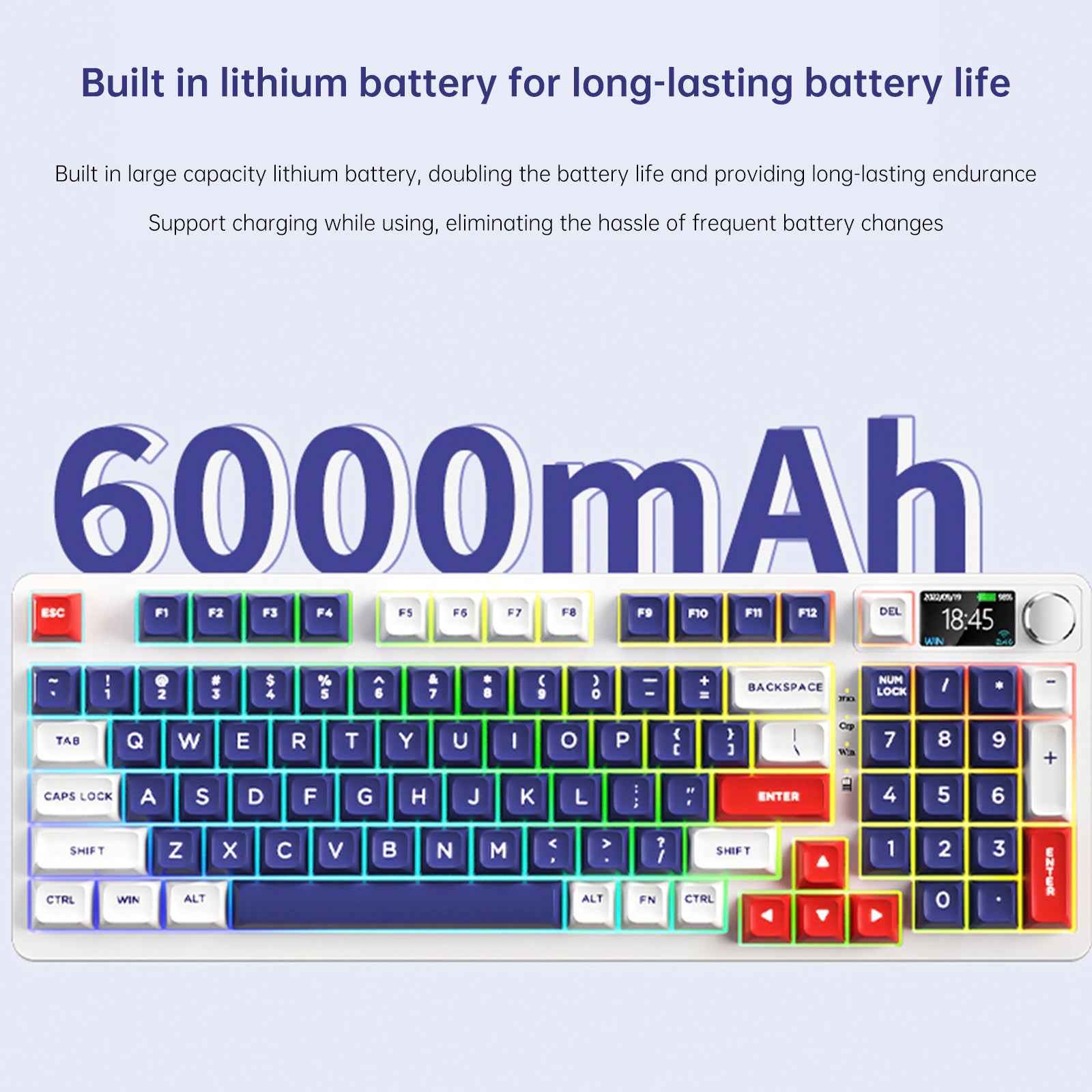 Bezprzewodowa klawiatura mechaniczna Bluetooth z 98 klawiszami i częstotliwością 2,4 GHz, trzy tryby, RGB z możliwością wymiany podczas pracy
