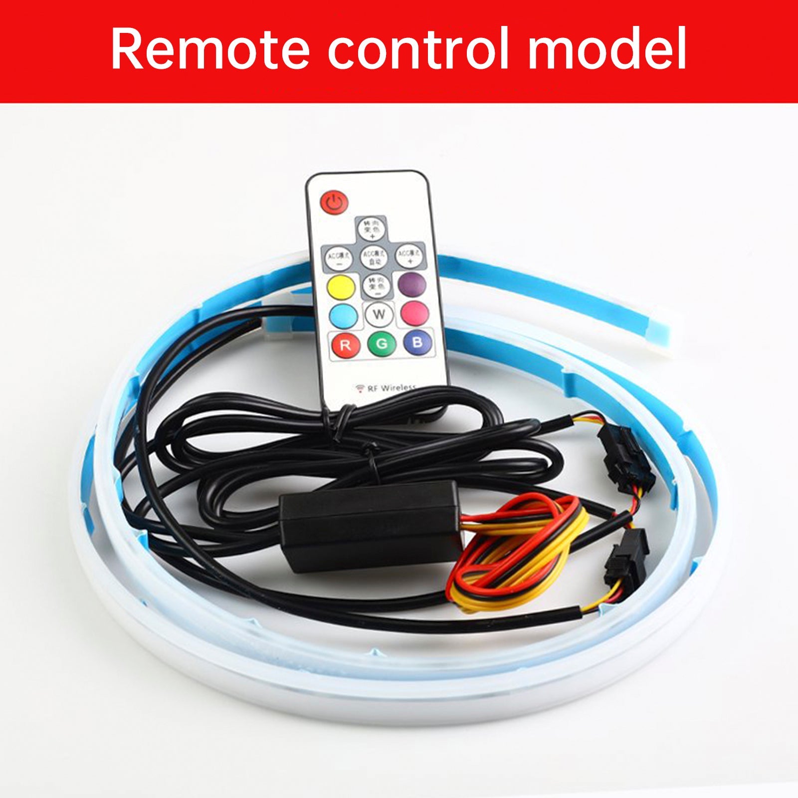 Faro LED ultra fino para automóvil, luz iridiscente para la luz del día, con control remoto, 45 cm