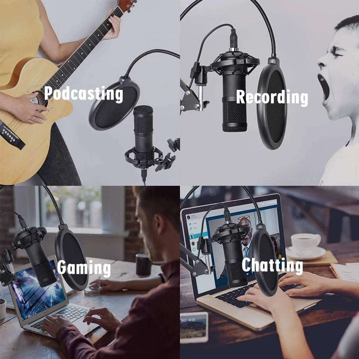 Microphone à condensateur USB BM800 pour PC, kit microphone de studio pour le chant et le streaming