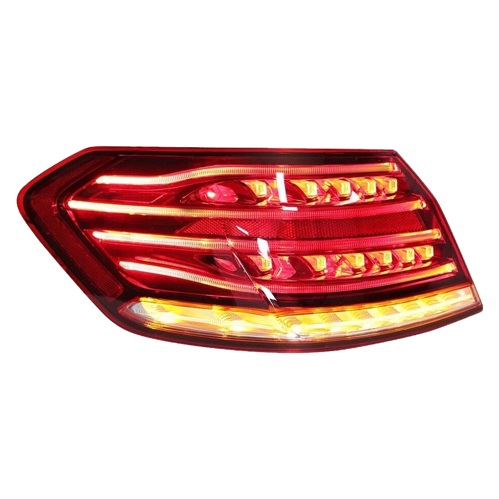 Lewa zewnętrzna tylna lampa LED (ze światłem stopu) do Mercedesa-Benz Klasy E W212 Odświeżona limuzyna (2013-2015) – Referencje : 2129060103, 2129060757, 2129060703