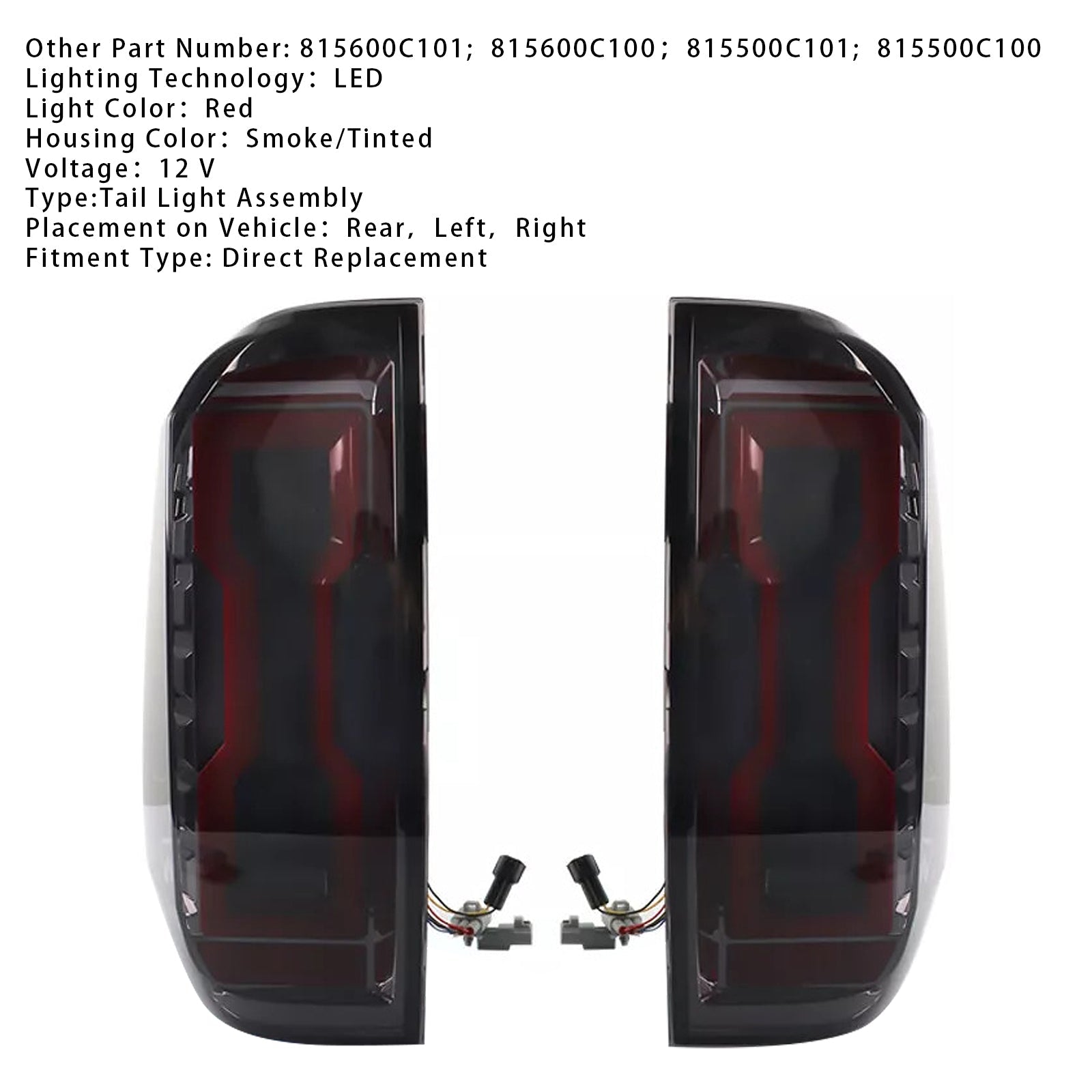 Conjunto de luz trasera LED izquierda y derecha para Toyota Tundra 2014-2020 815600C101 815600C100