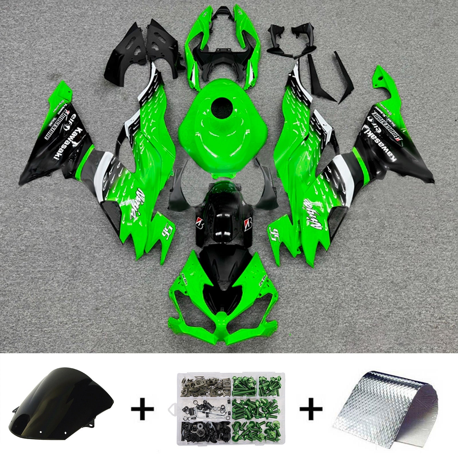 Kit de carénage injecté en plastique ABS compatible avec Kawasaki ZX6R 2019-2023