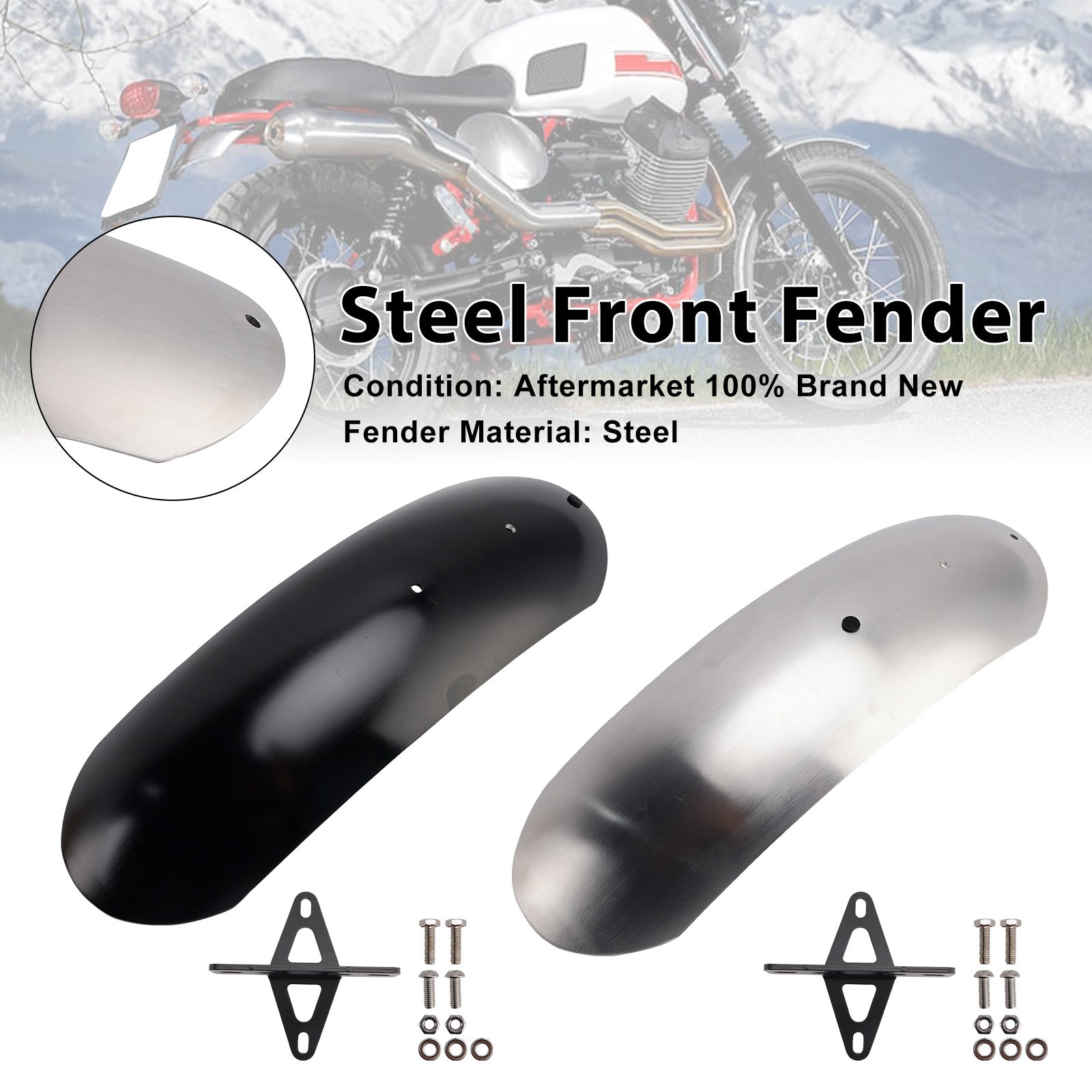 Garde-boue avant en acier compatible avec MOTO GUZZI V7 II Stone Classic Special 10-16