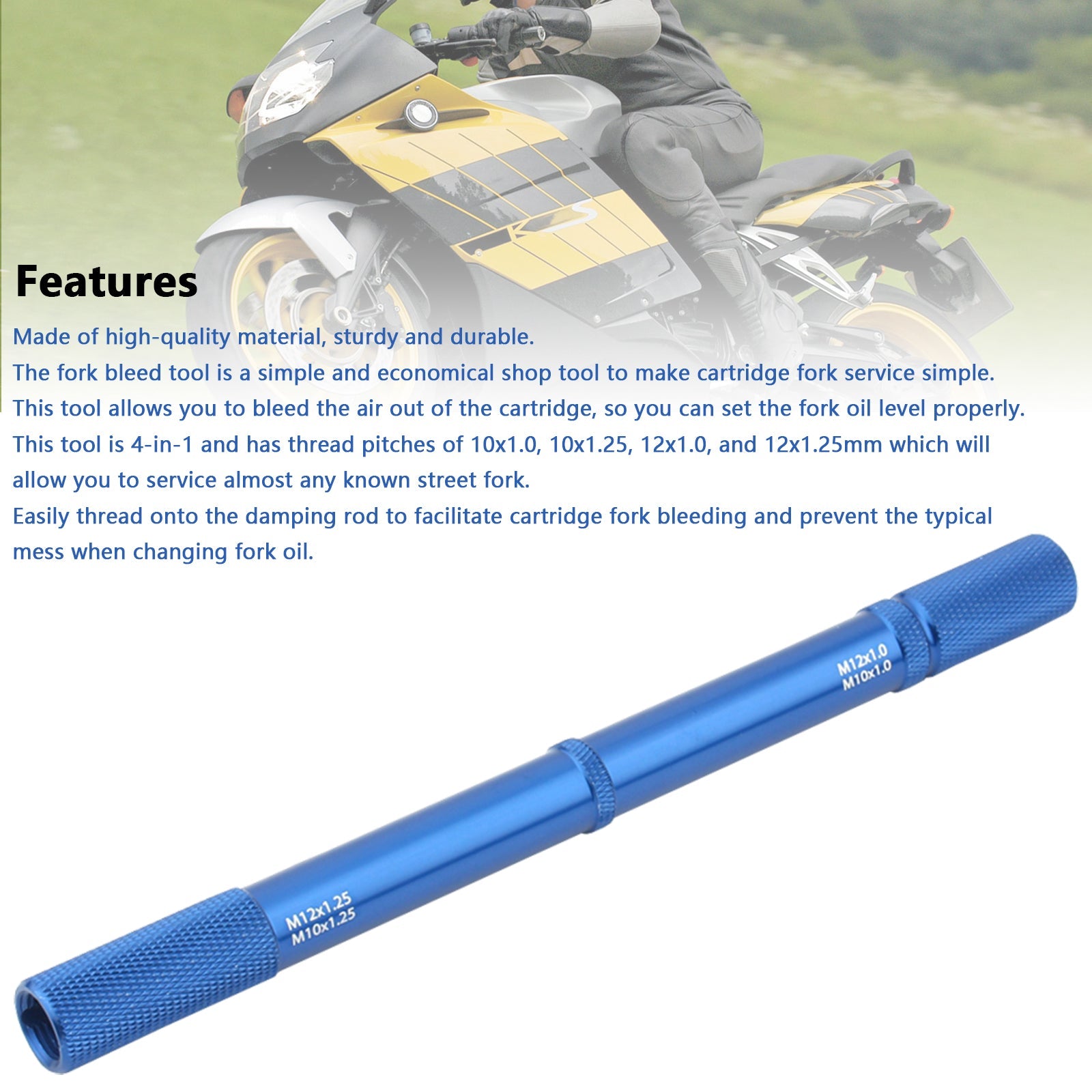 Outil universel de purge de fourche de moto, réparation de suspension à faire soi-même, tige d'amortisseur
