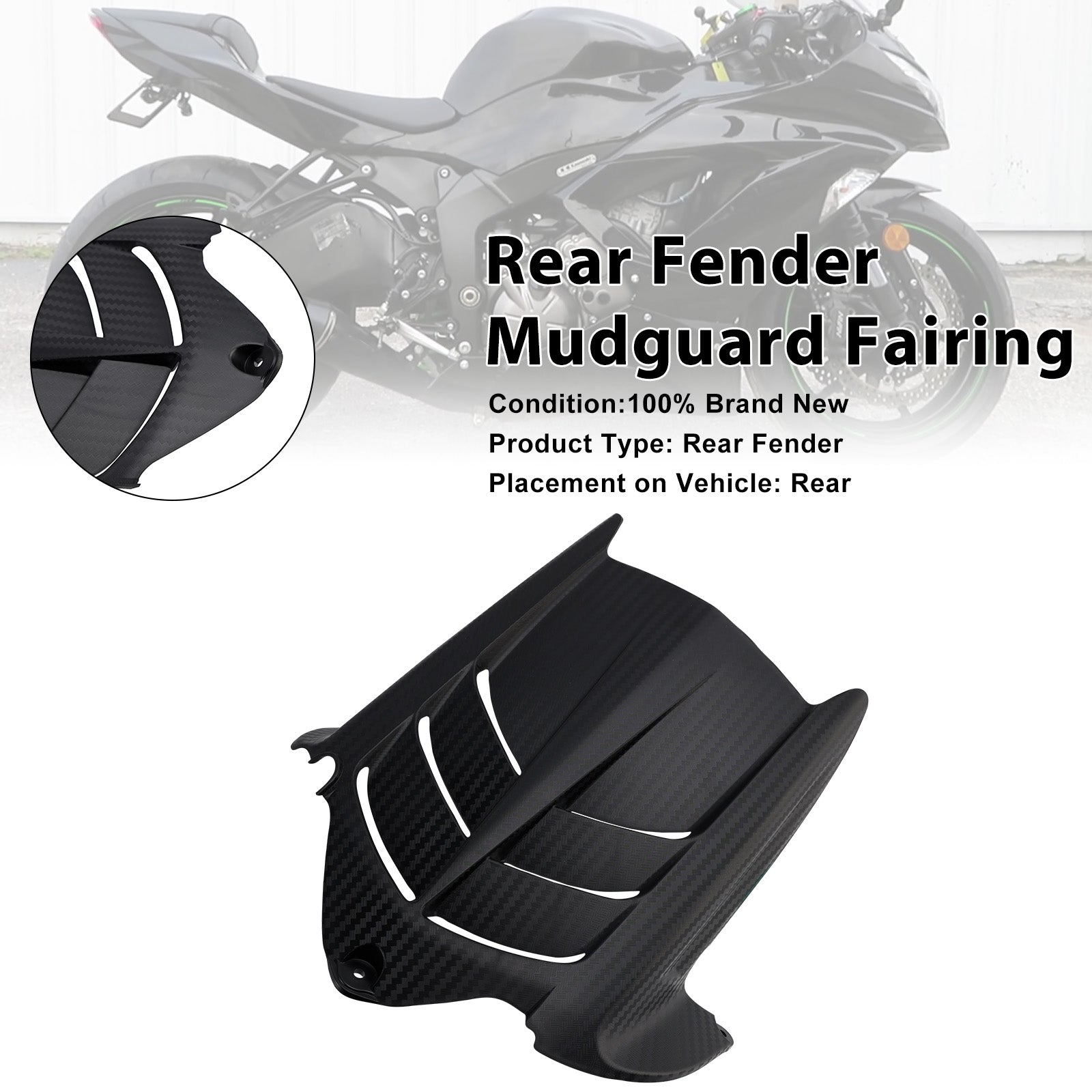 Carénage de garde-boue arrière pour Kawasaki ZX-6R 636 2009-2025