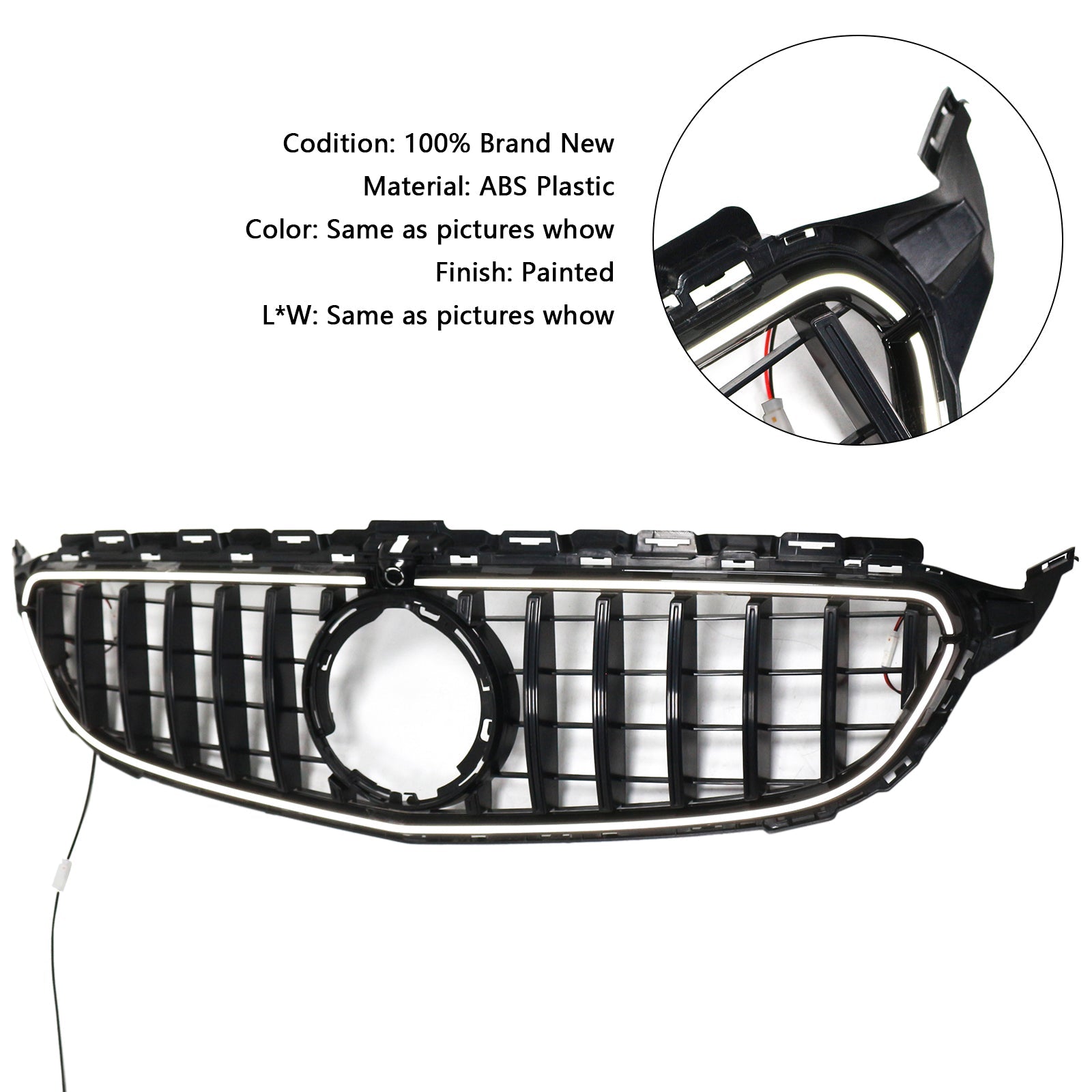 Griglia paraurti anteriore a LED nera per Mercedes W205 C250 C300 2015-2021