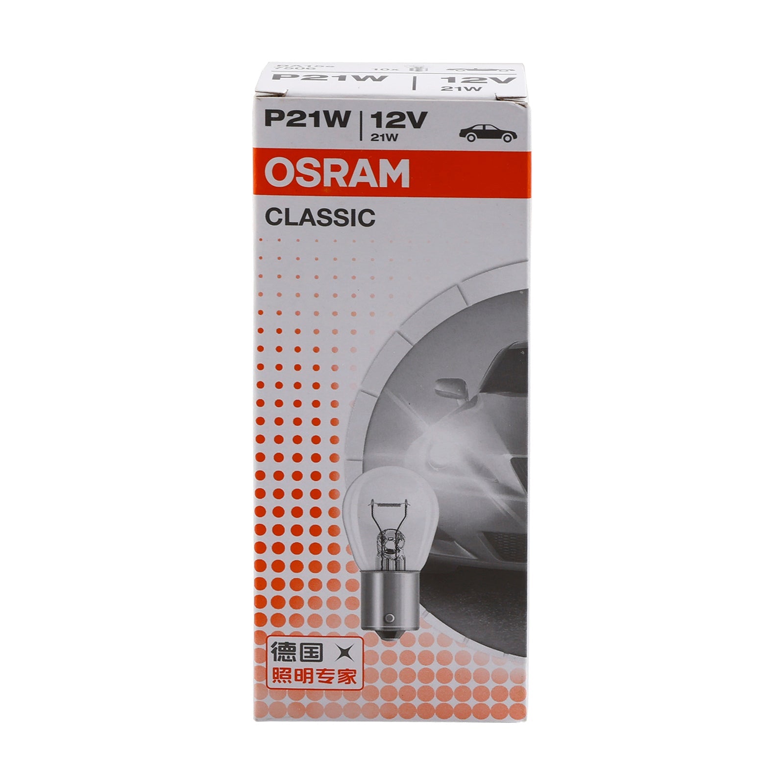 Lot de 10 ampoules tubulaires pour éclairage de voiture P21W BA15S 7506 12 V 21 W pour OSRAM
