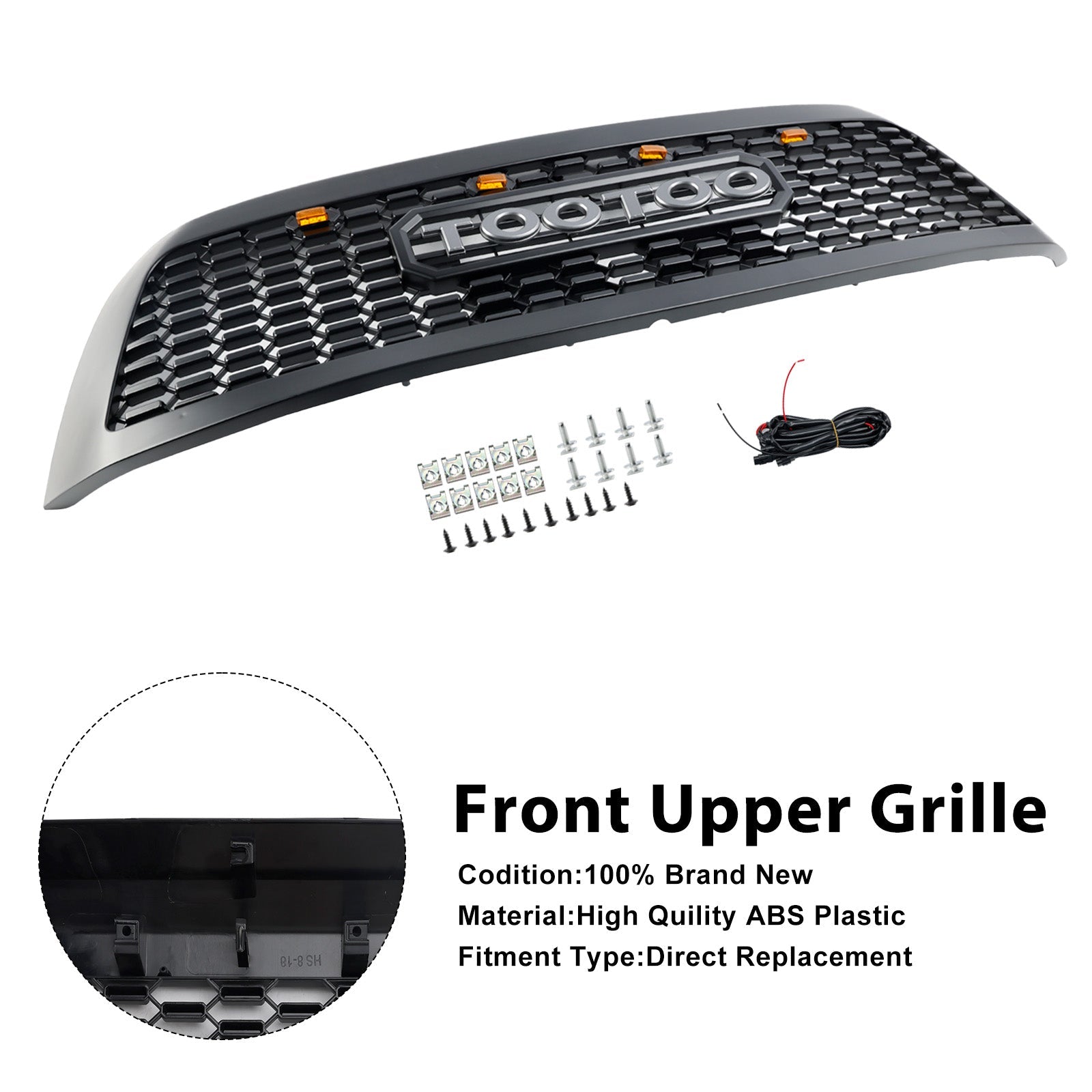 Griglia paraurti anteriore nero opaco con LED per Toyota Sequoia (2008-2018)