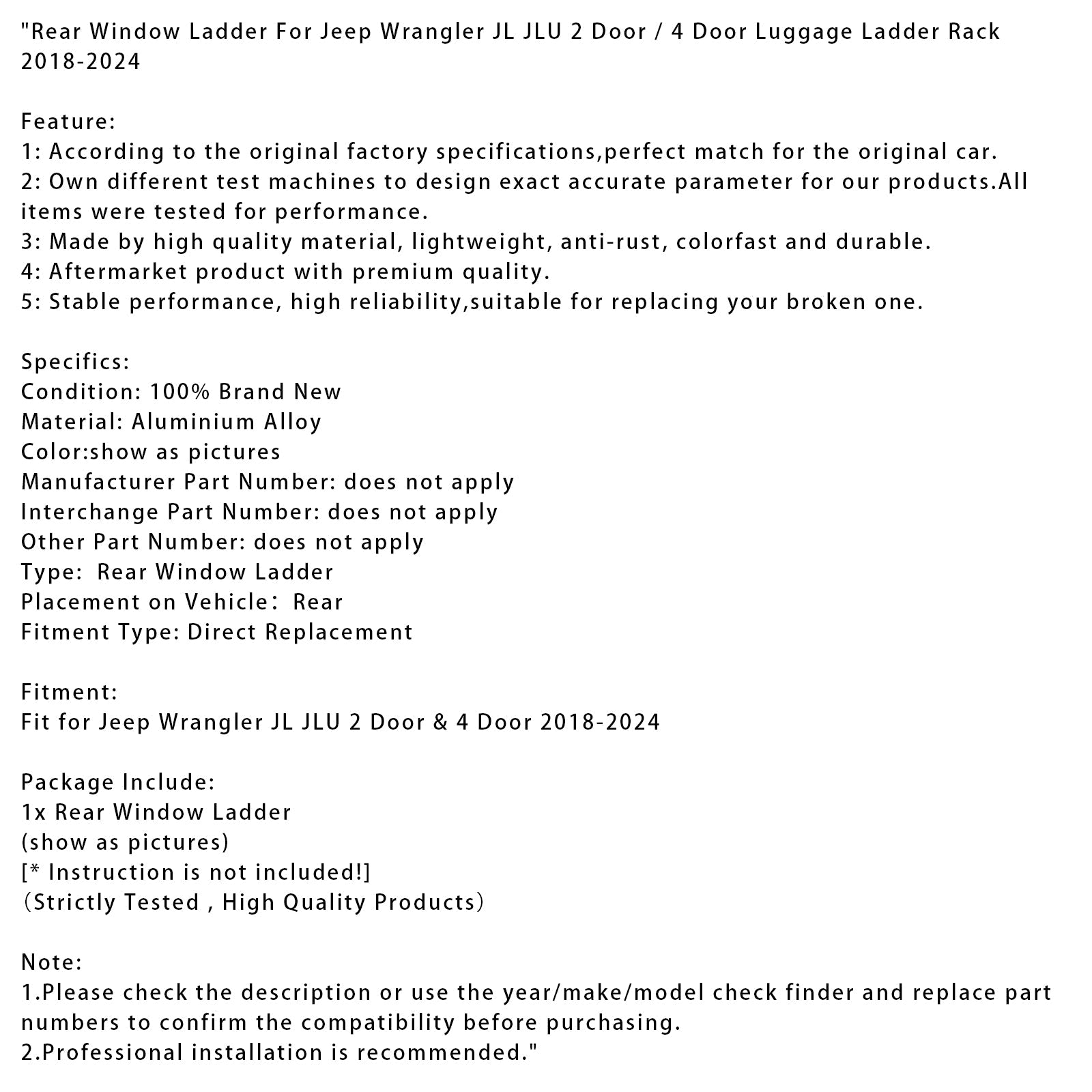 Jeep Wrangler JL JLU 2 -porttien ja 4 portin taka-teleskooppiasteikko 2018-2024