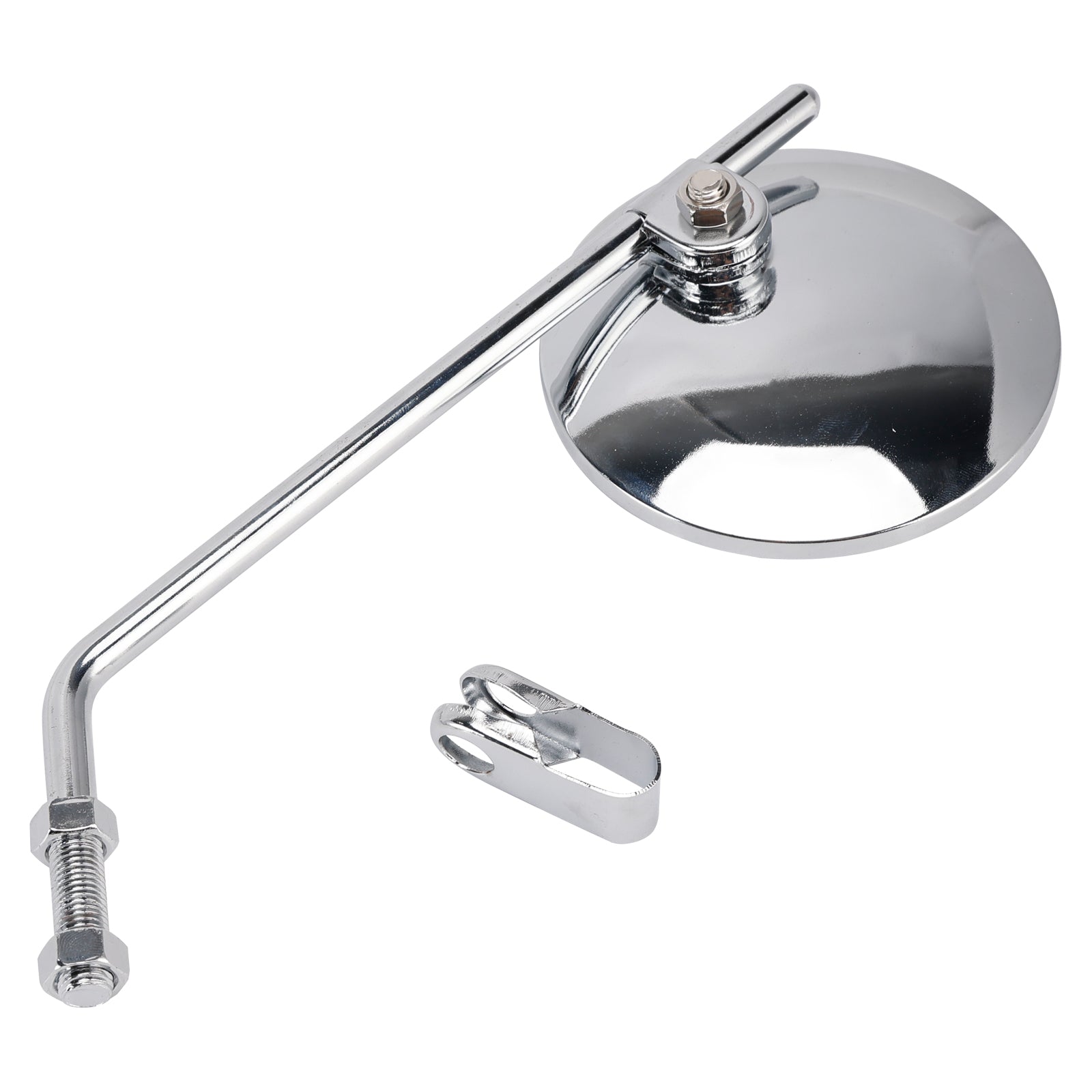 Paar universele chromen klemmontage motorfietsspiegels, rond, voor 7/8" sturen