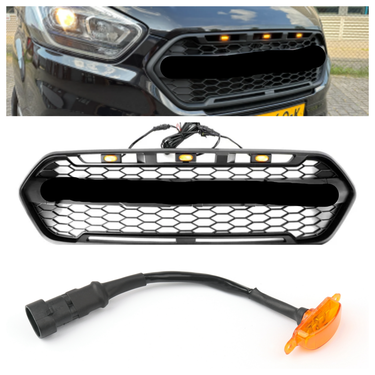 2018-2023 Ford Transit Custom Trail avec 3LED noir mat calandre de pare-chocs avant style Raptor