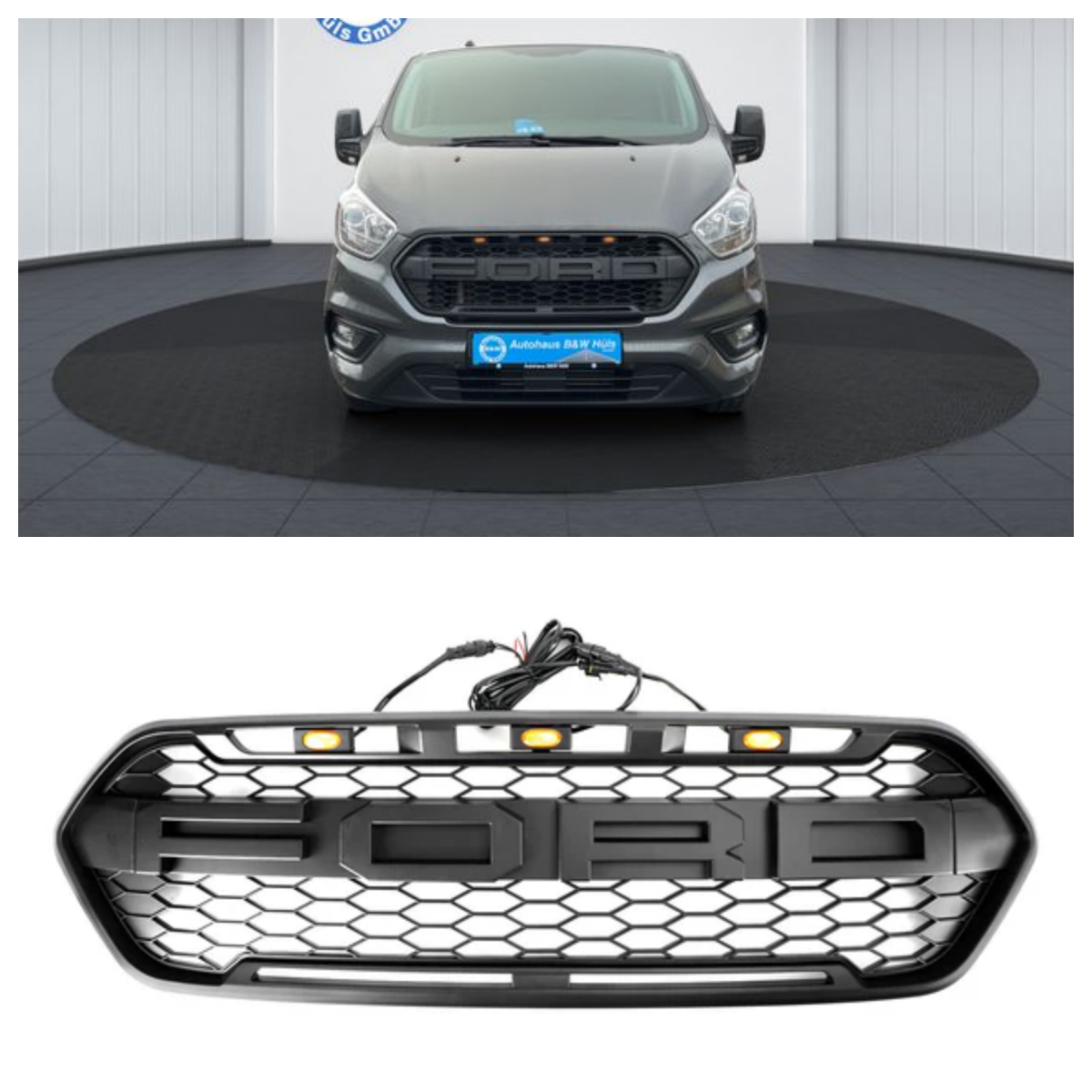 GZ.A FT-QX-DD Calandre Ford Transit 2018-2023 z oświetleniem
