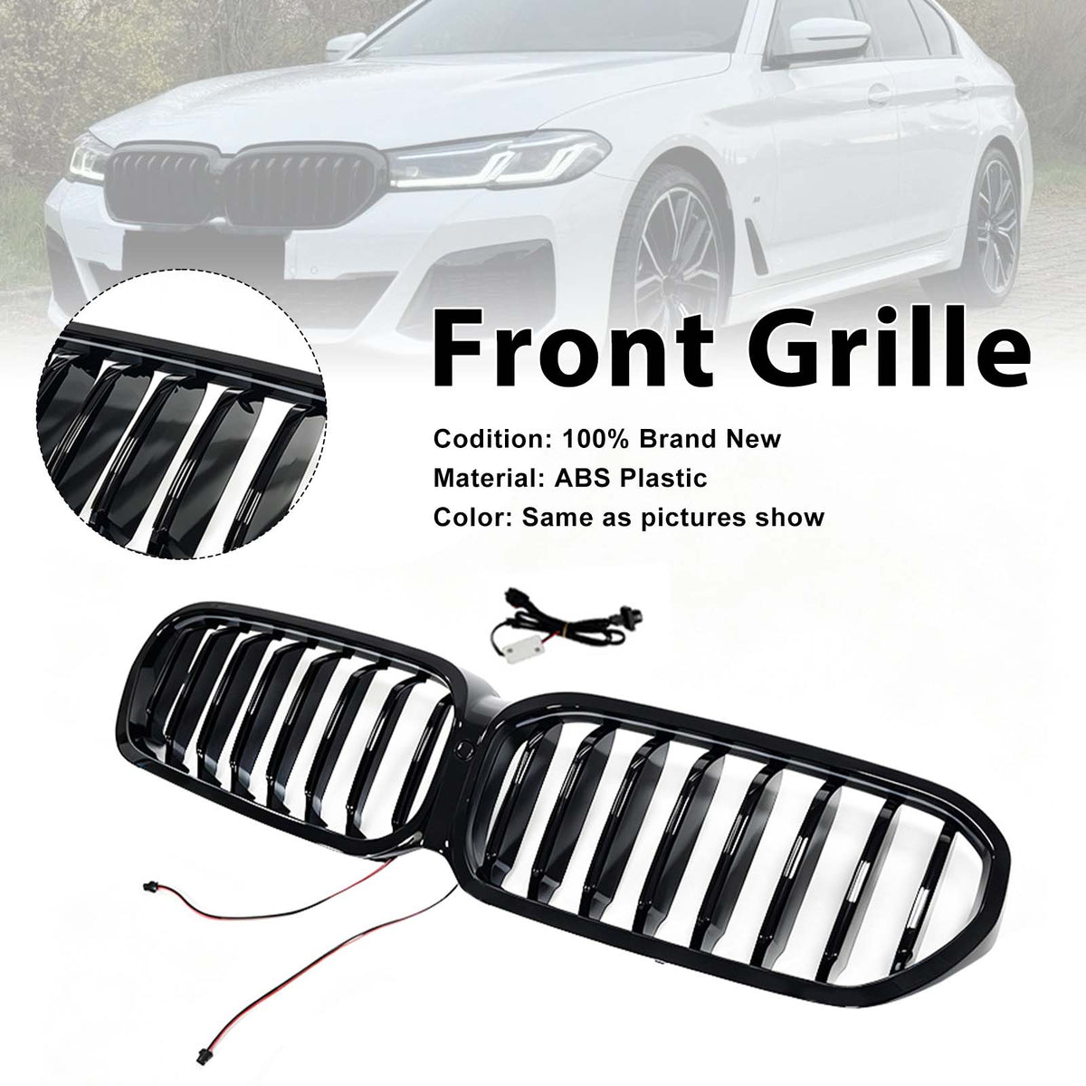 Front Kidney Grill Grille Pour BMW 5 Series G30 G38 2021-2024 W/LED