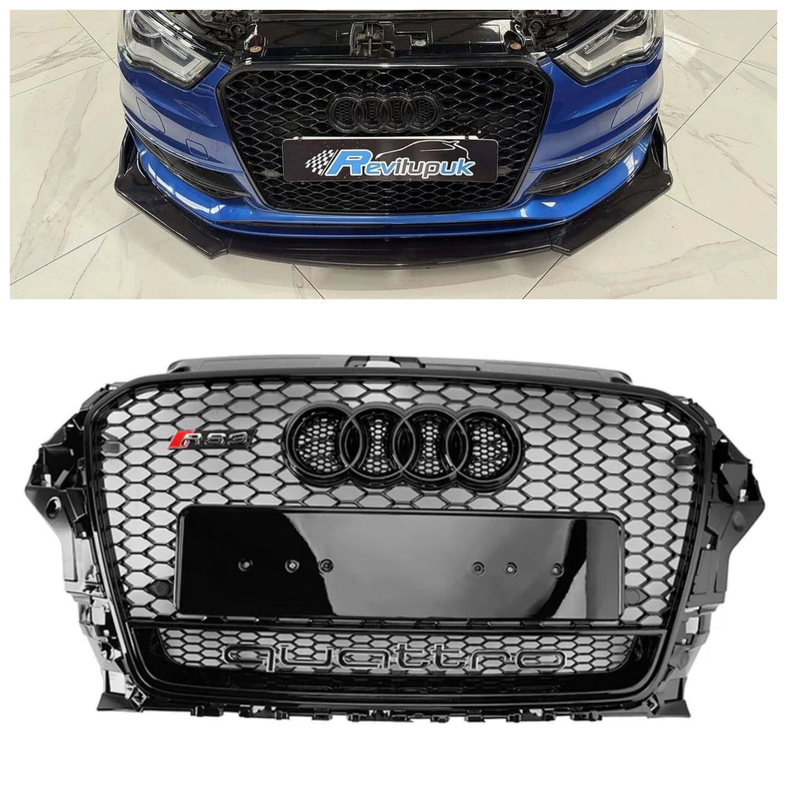 Grille de pare-chocs avant Henycomb de style RS3 2013-2016 Audi A3 S3 avec Quattro